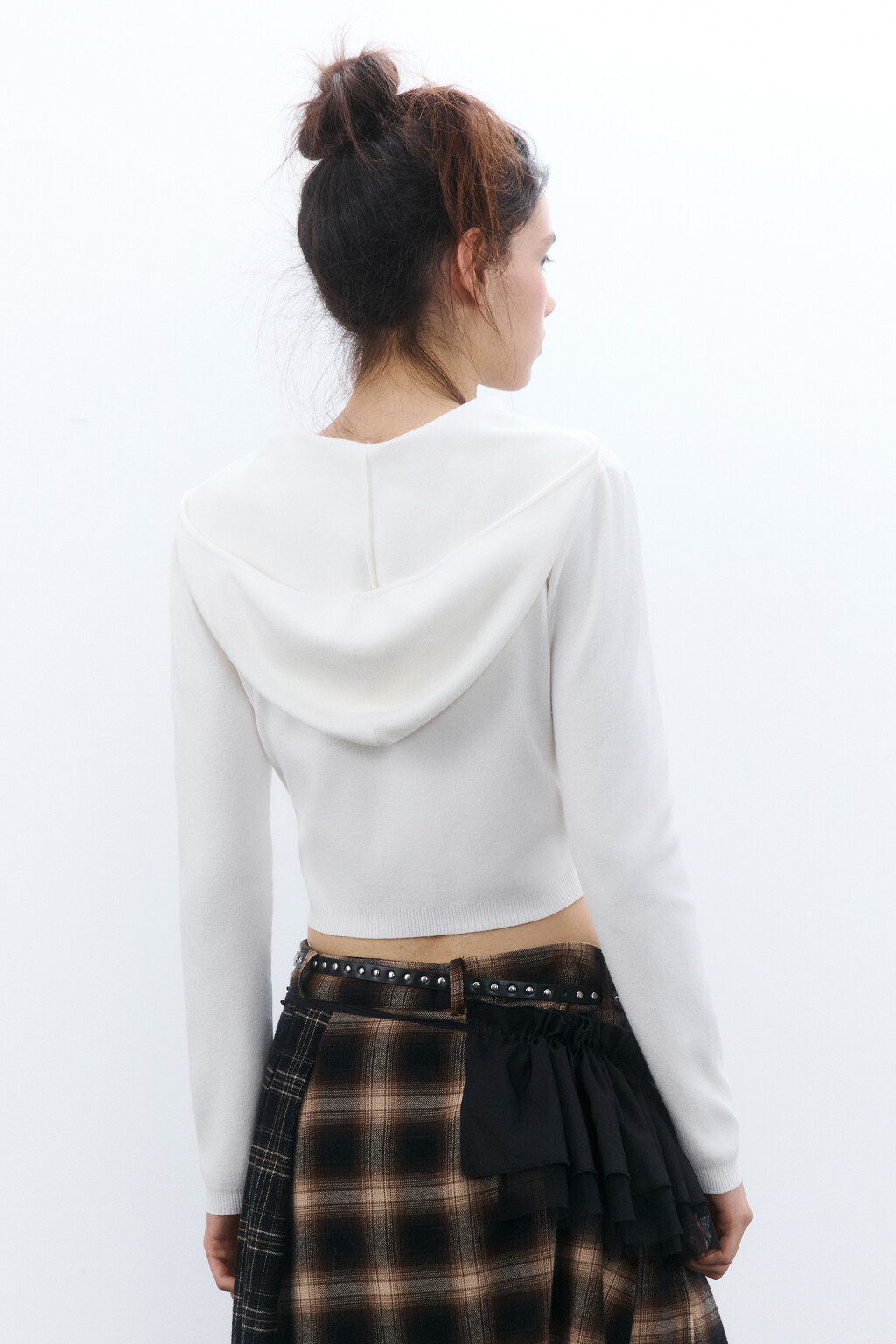 Худи-зипка вязаная с капюшоном - цвет молочный - 3