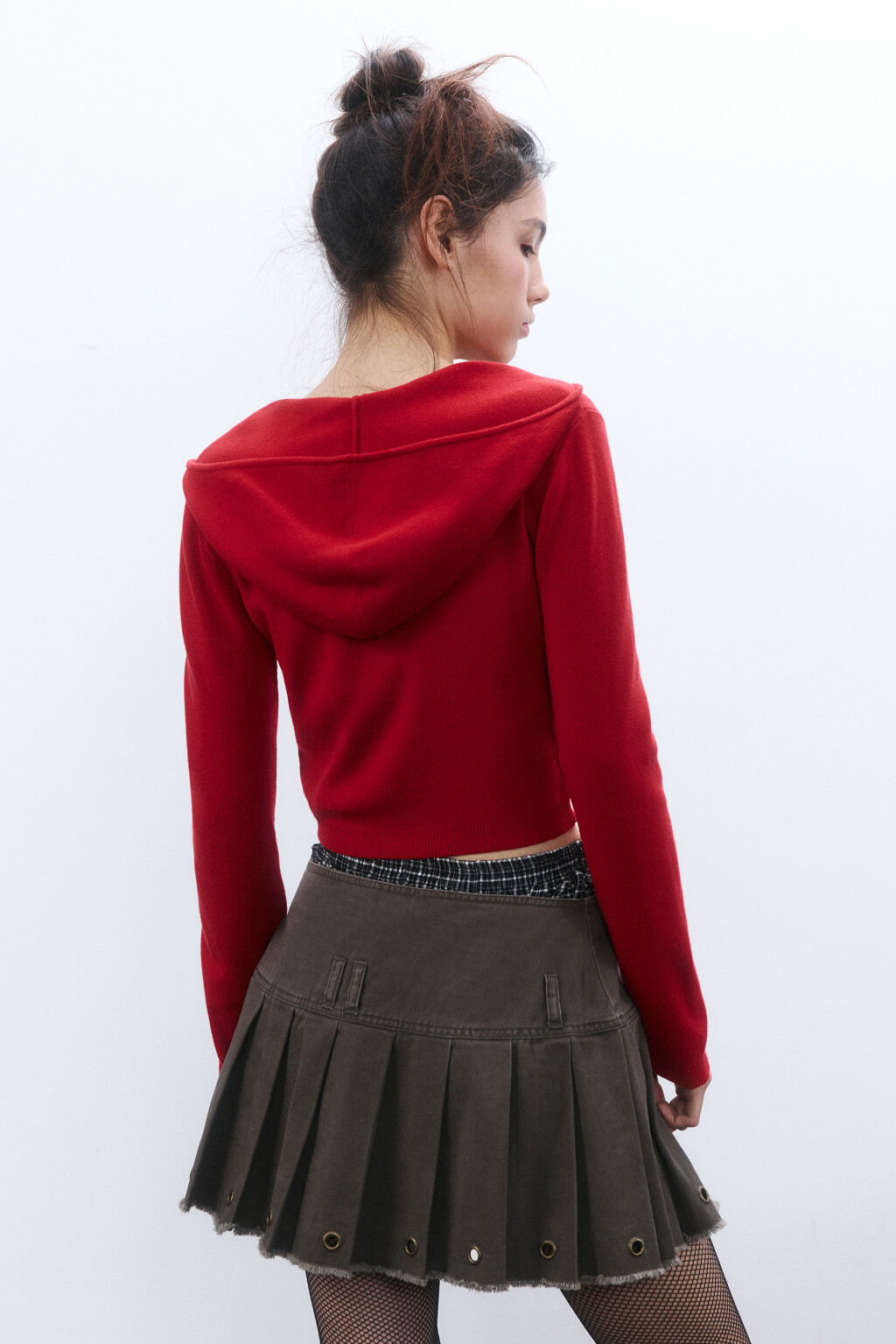 Худи-зипка вязаная с капюшоном - цвет красный - 3