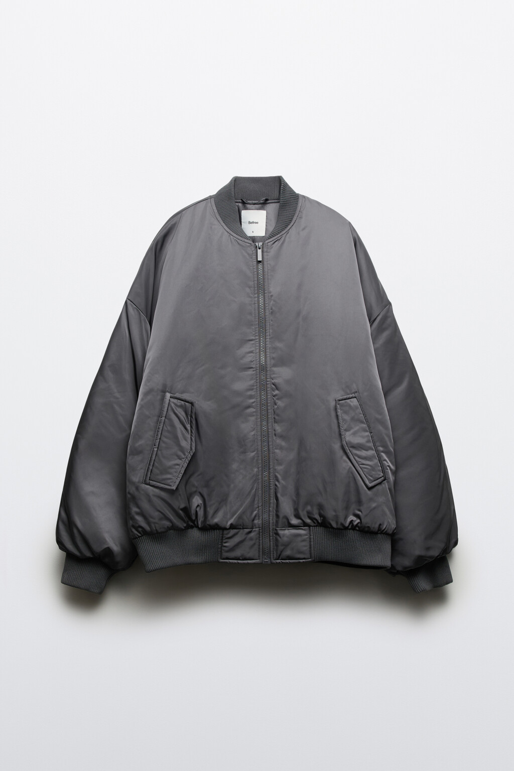 Куртка-бомбер без капюшона с вышивкой - цвет серый - 1