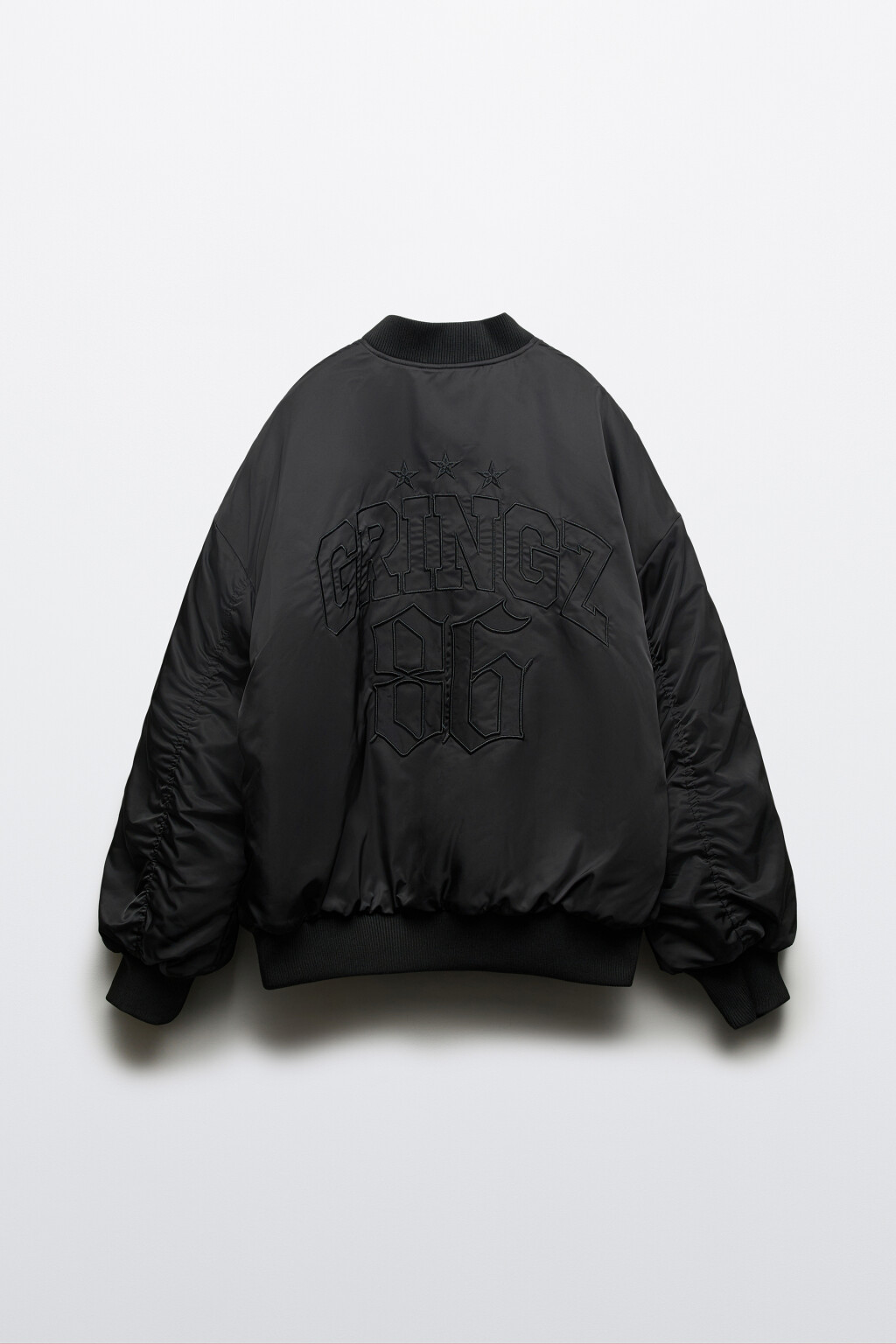 Куртка-бомбер без капюшона с вышивкой - цвет черный - 2