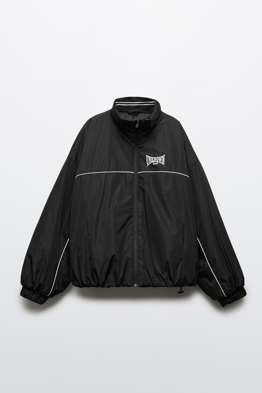 Куртка-ветровка с лампасами - цвет черный - 9