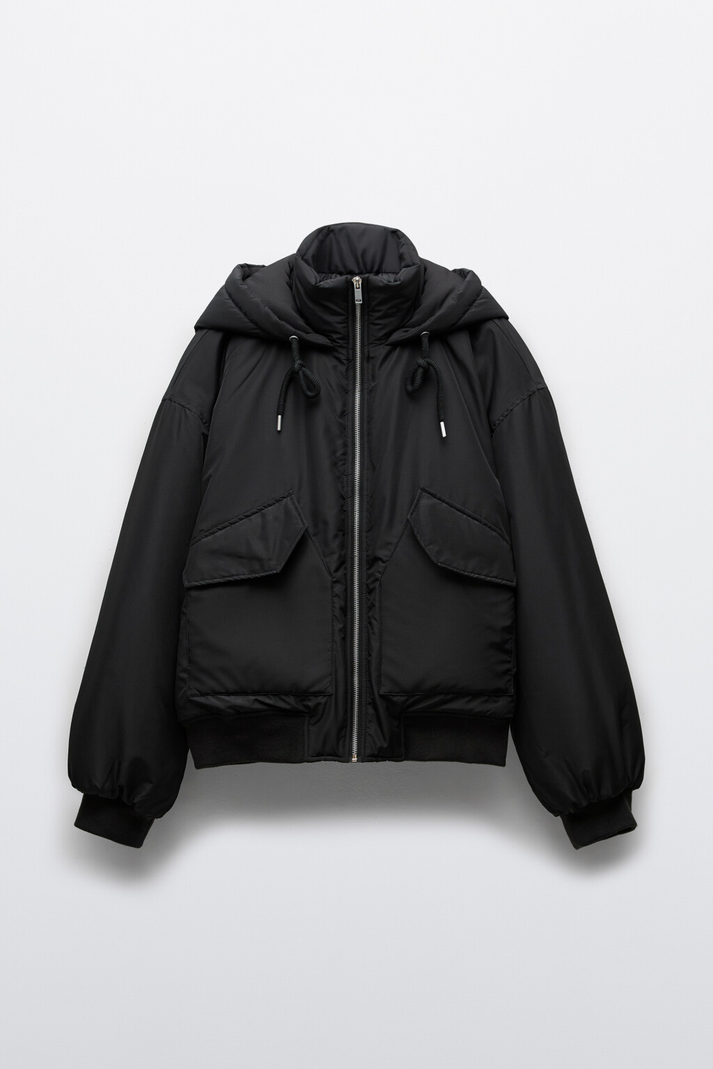 Куртка свободного кроя с капюшоном - цвет черный - 1