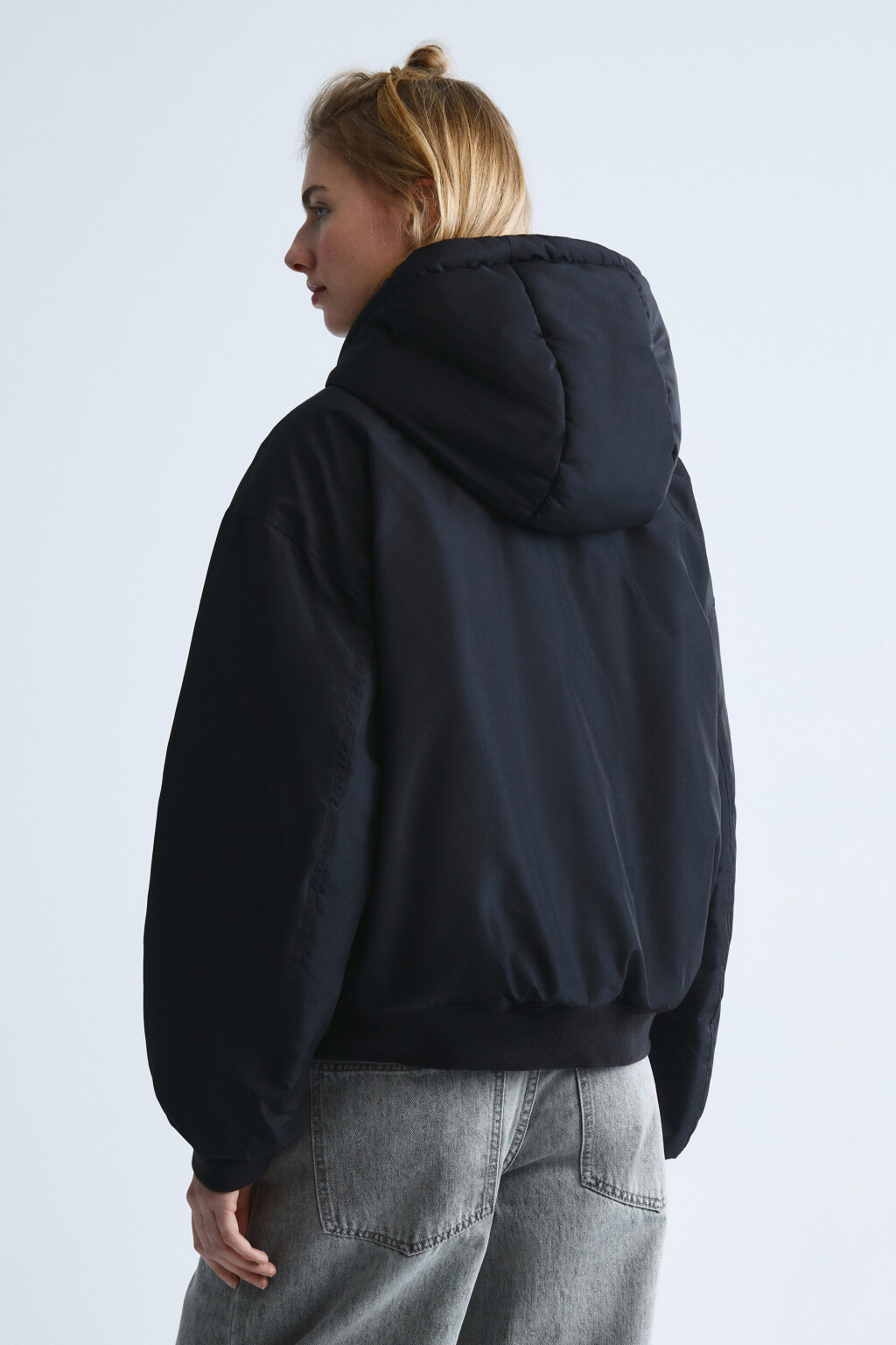 Куртка свободного кроя с капюшоном - цвет черный - 3