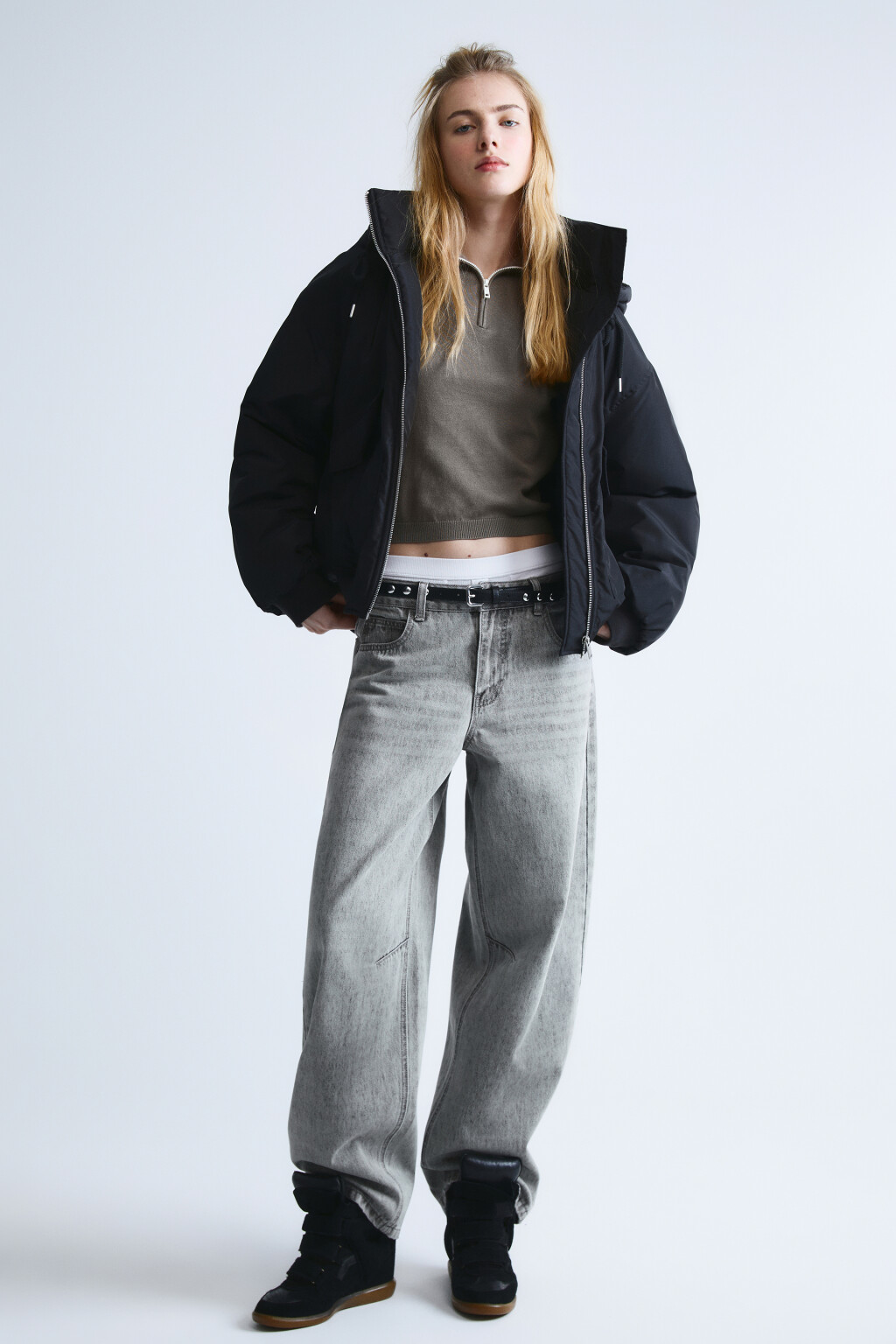 Куртка свободного кроя с капюшоном - цвет черный - 4