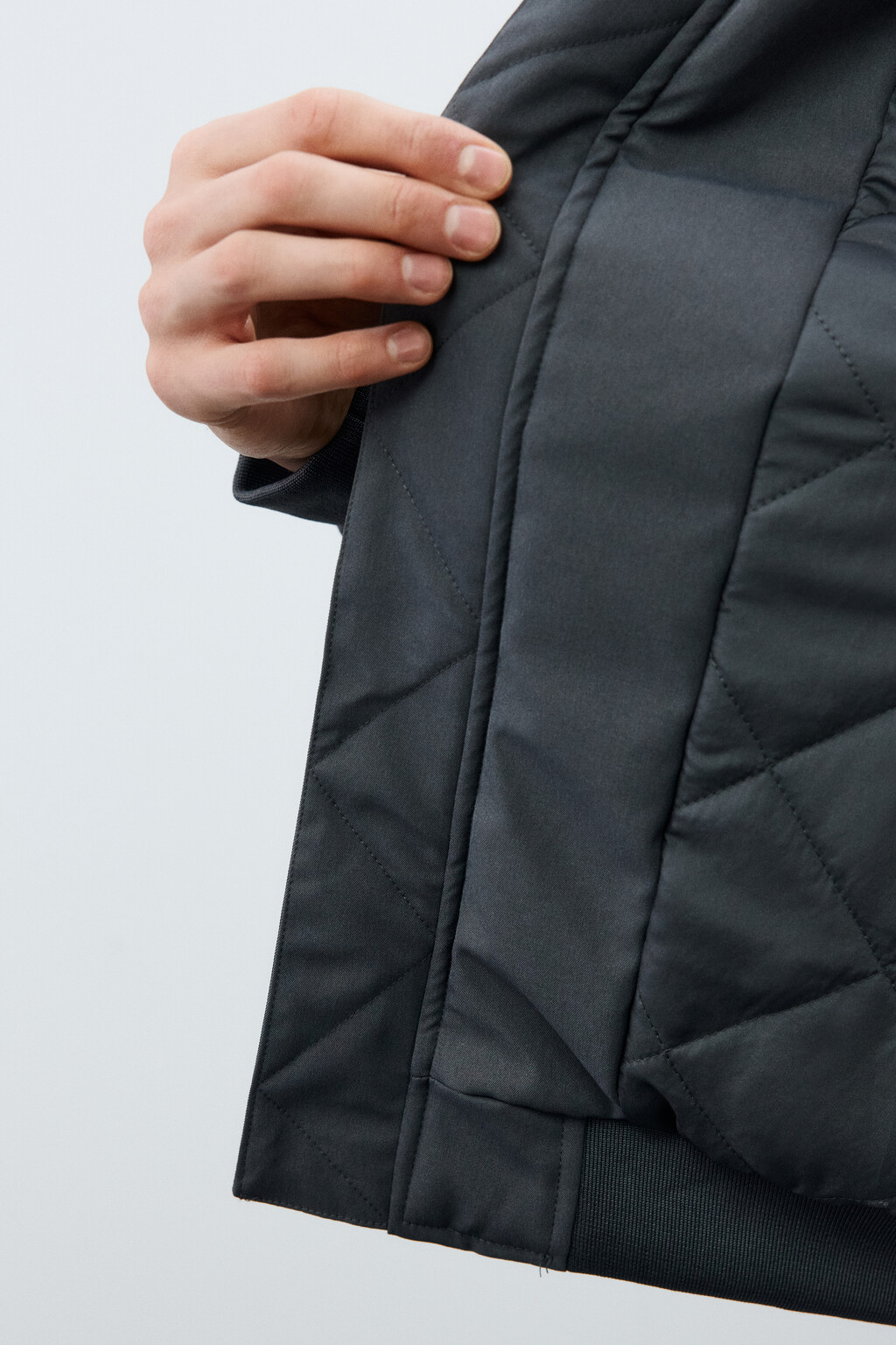 Куртка-бомбер свободная с трикотажным воротником - цвет серый - 8