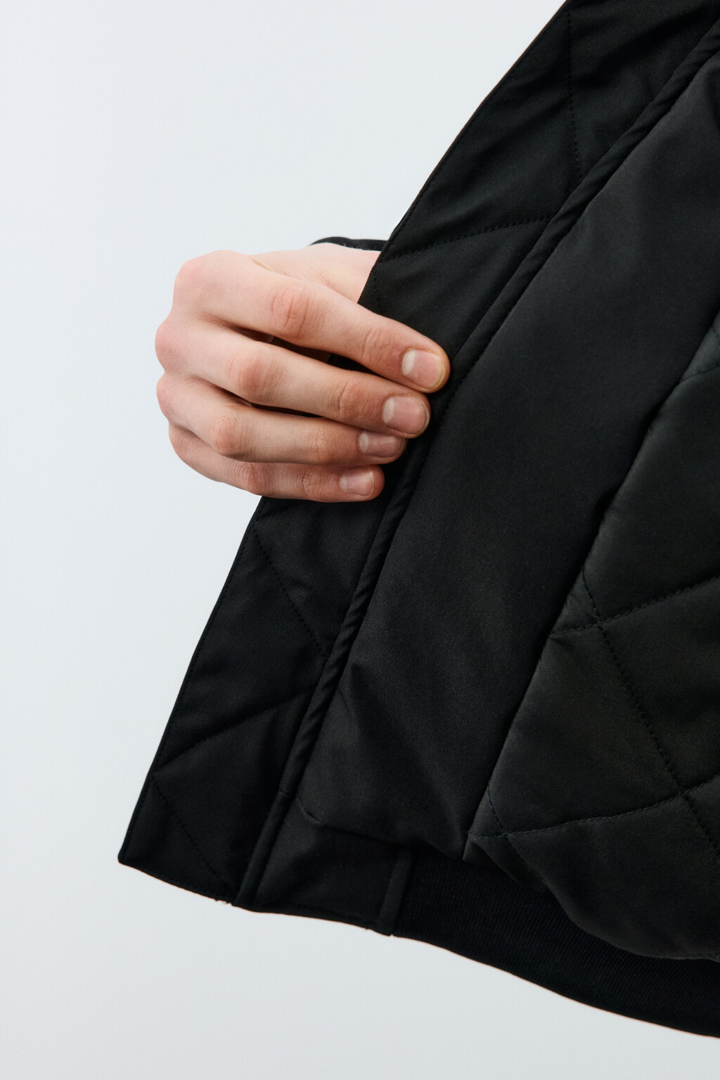 Куртка-бомбер свободная с трикотажным воротником - цвет черный - 7