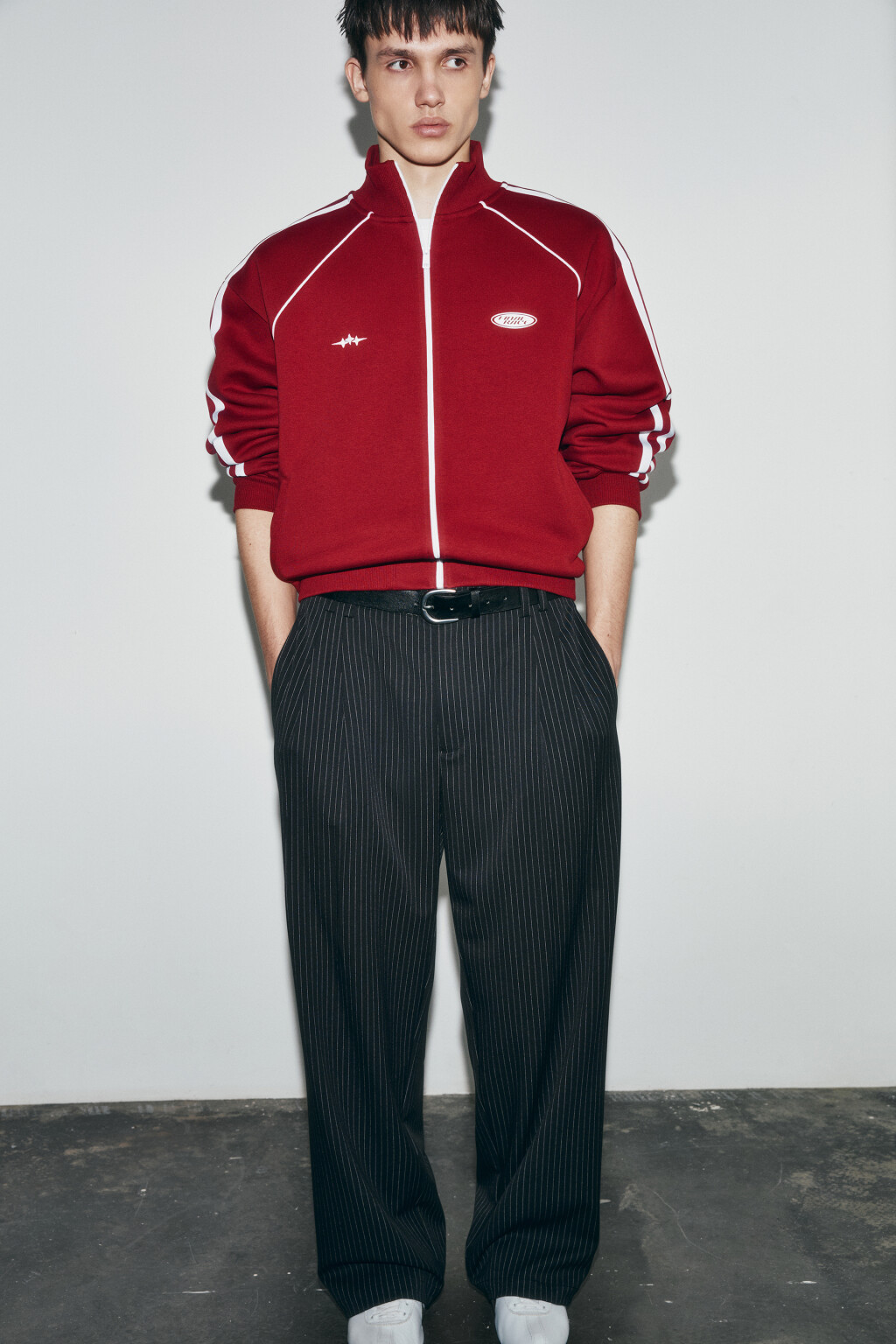 Худи-олимпийка флисовая с лампасами - цвет бордовый - 2