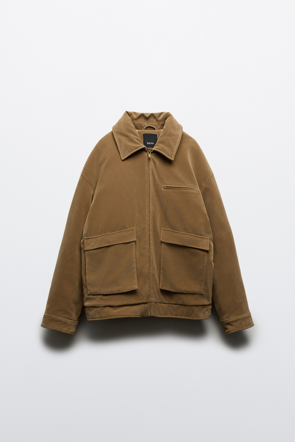 Куртка с замшевой фактурой без капюшона - цвет коричневый - 9