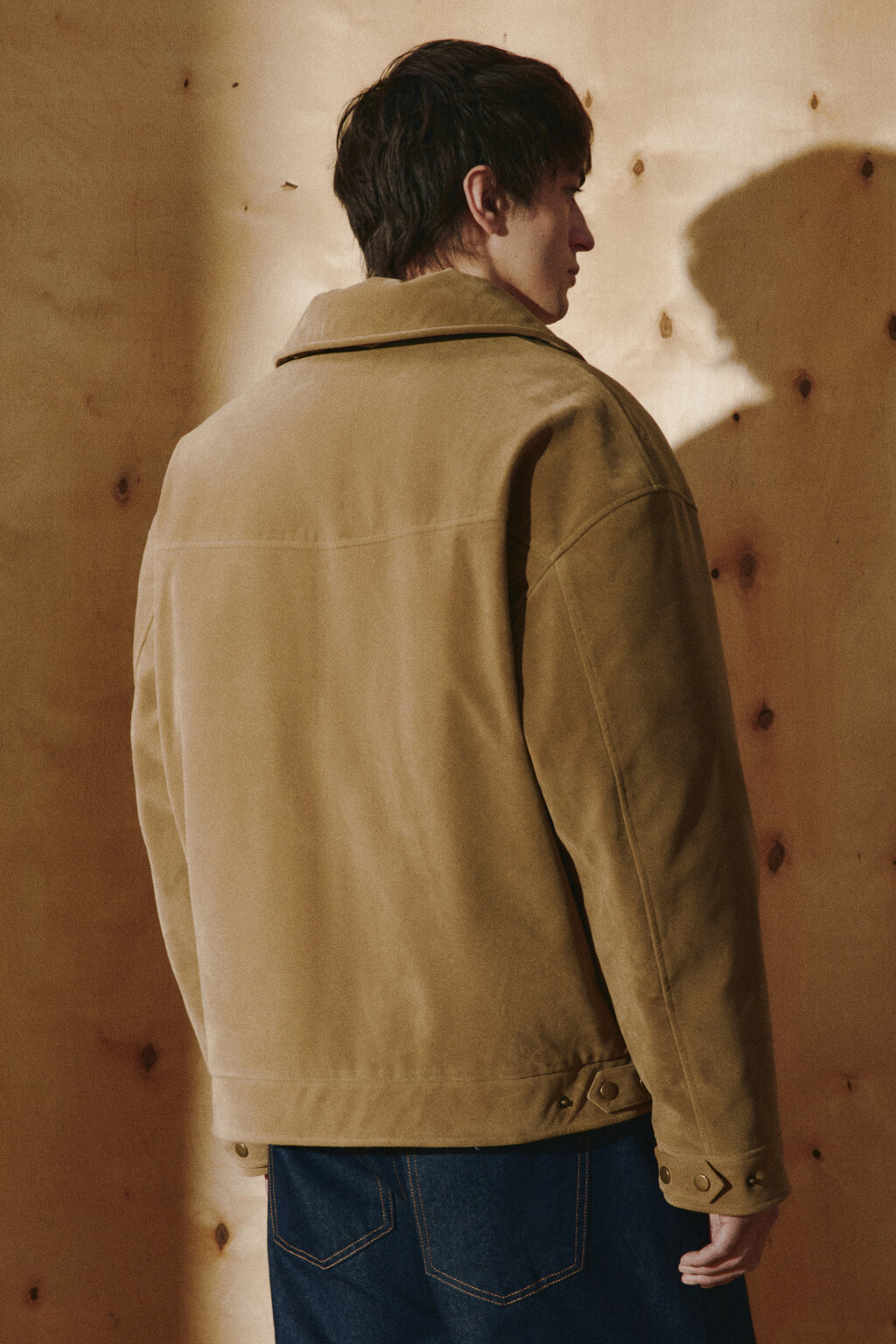 Куртка с замшевой фактурой без капюшона - цвет коричневый - 4