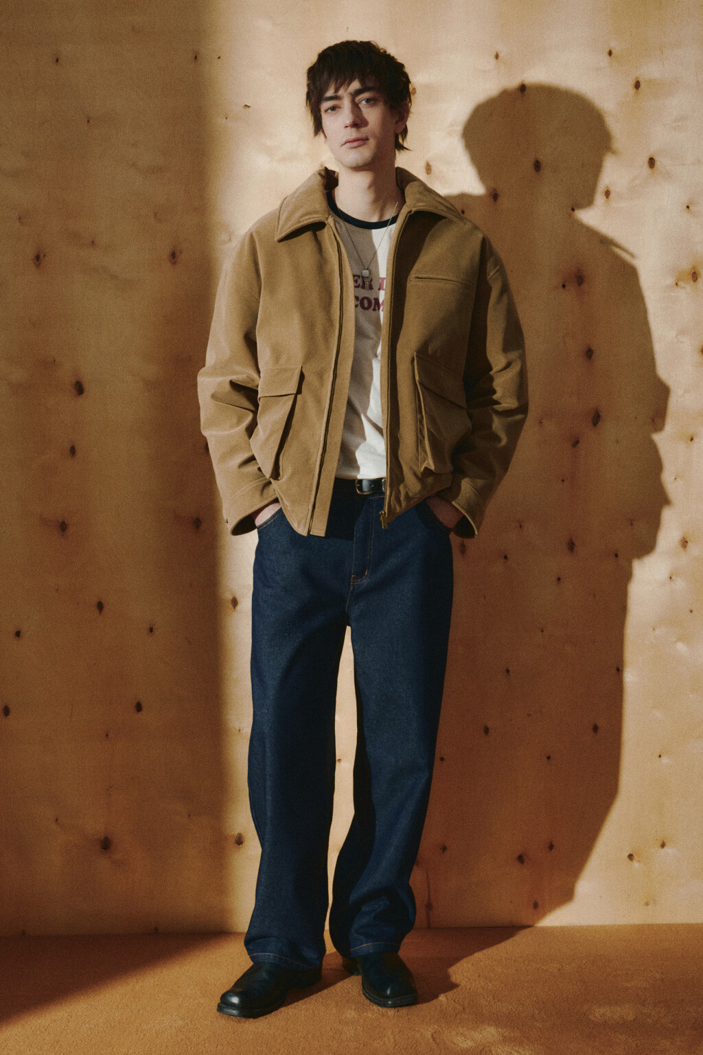 Куртка с замшевой фактурой без капюшона - цвет коричневый - 5