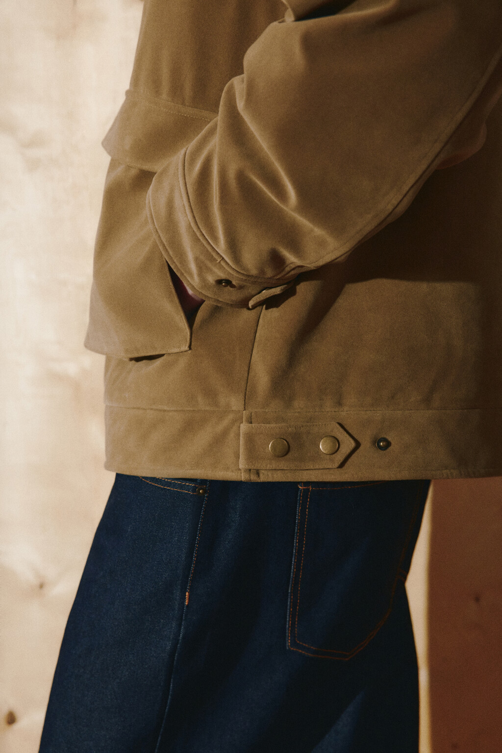 Куртка с замшевой фактурой без капюшона - цвет коричневый - 8