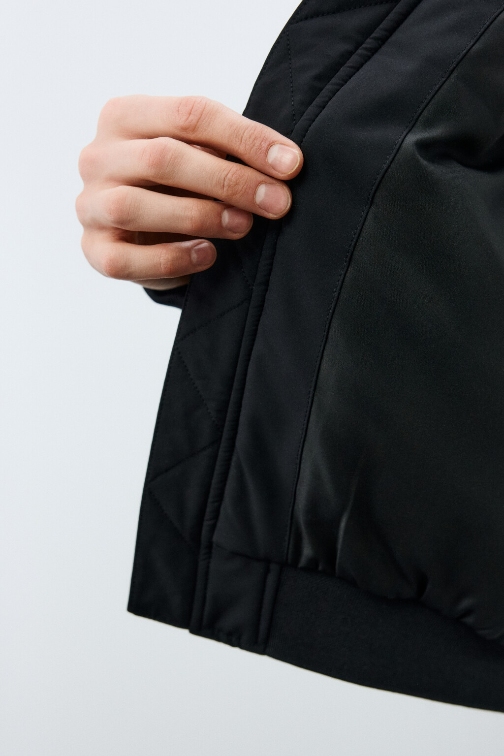 Куртка-бомбер свободная с трикотажным воротником - цвет черный - 7