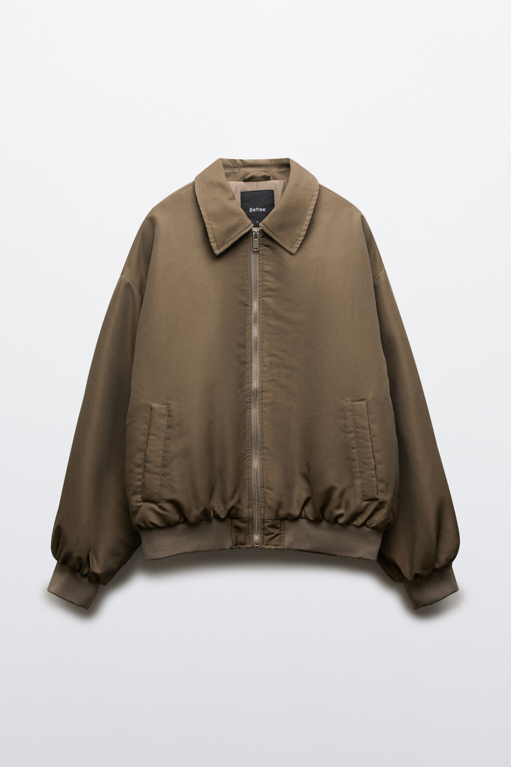 Куртка-бомбер с отложным воротником - цвет коричневый - 1