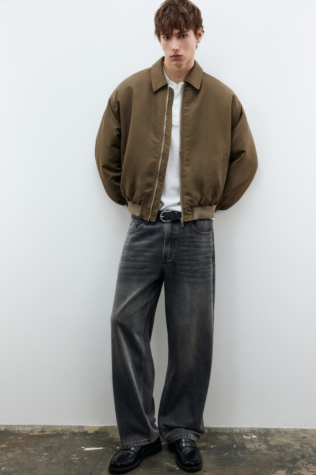 Куртка-бомбер с отложным воротником утепленная - цвет коричневый - 2