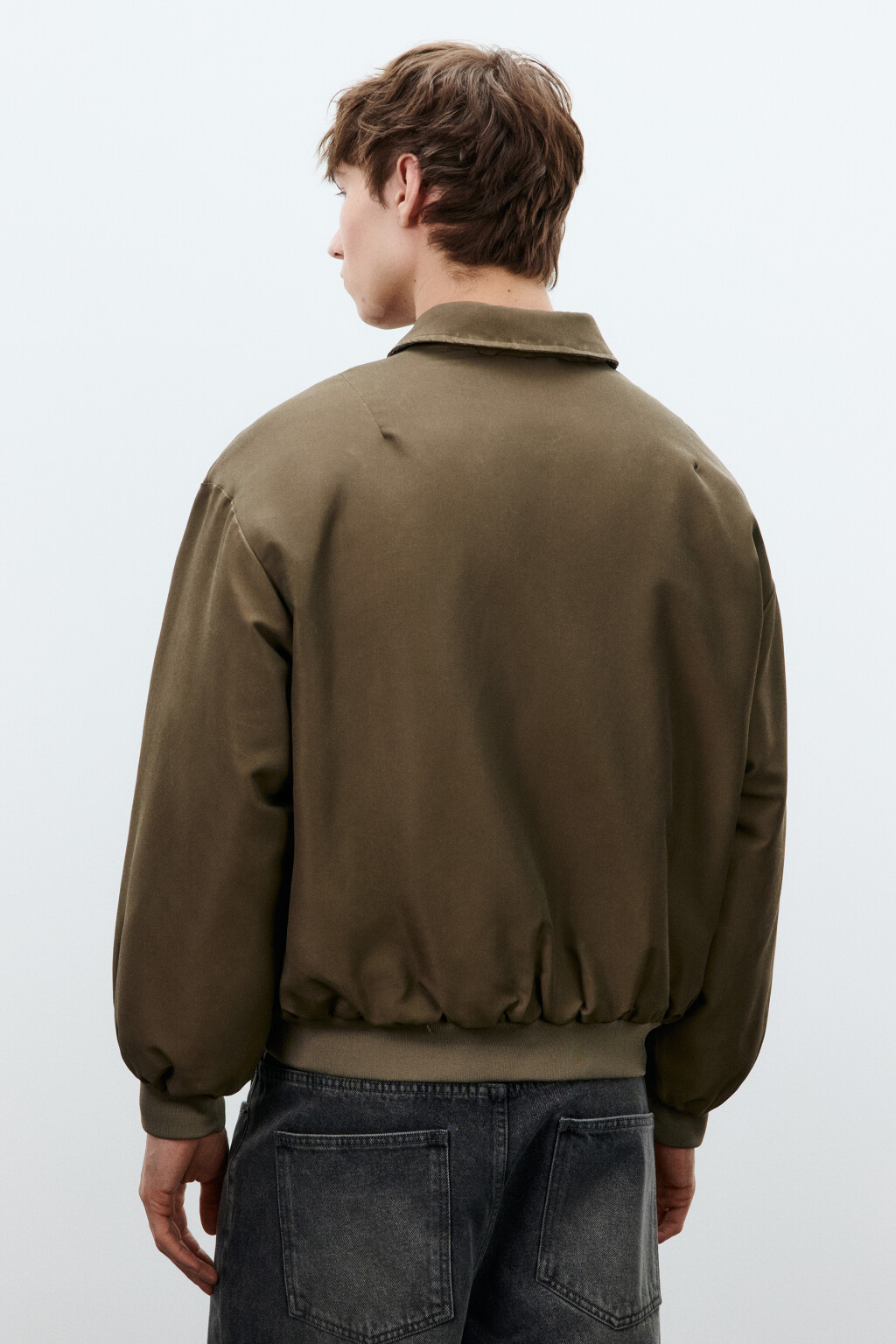 Куртка-бомбер с отложным воротником утепленная - цвет коричневый - 5