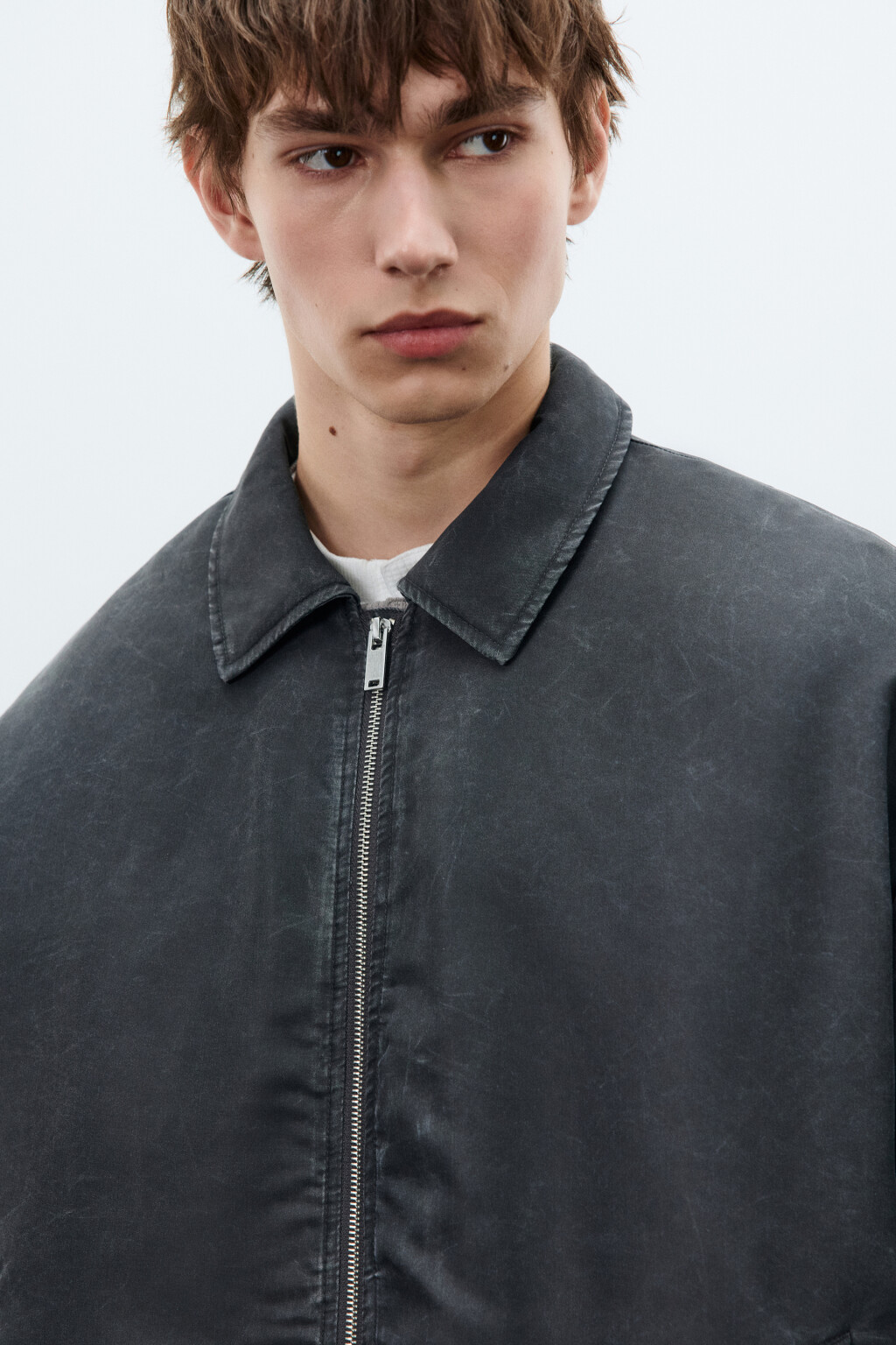 Куртка-бомбер с отложным воротником утепленная - цвет черный - 6