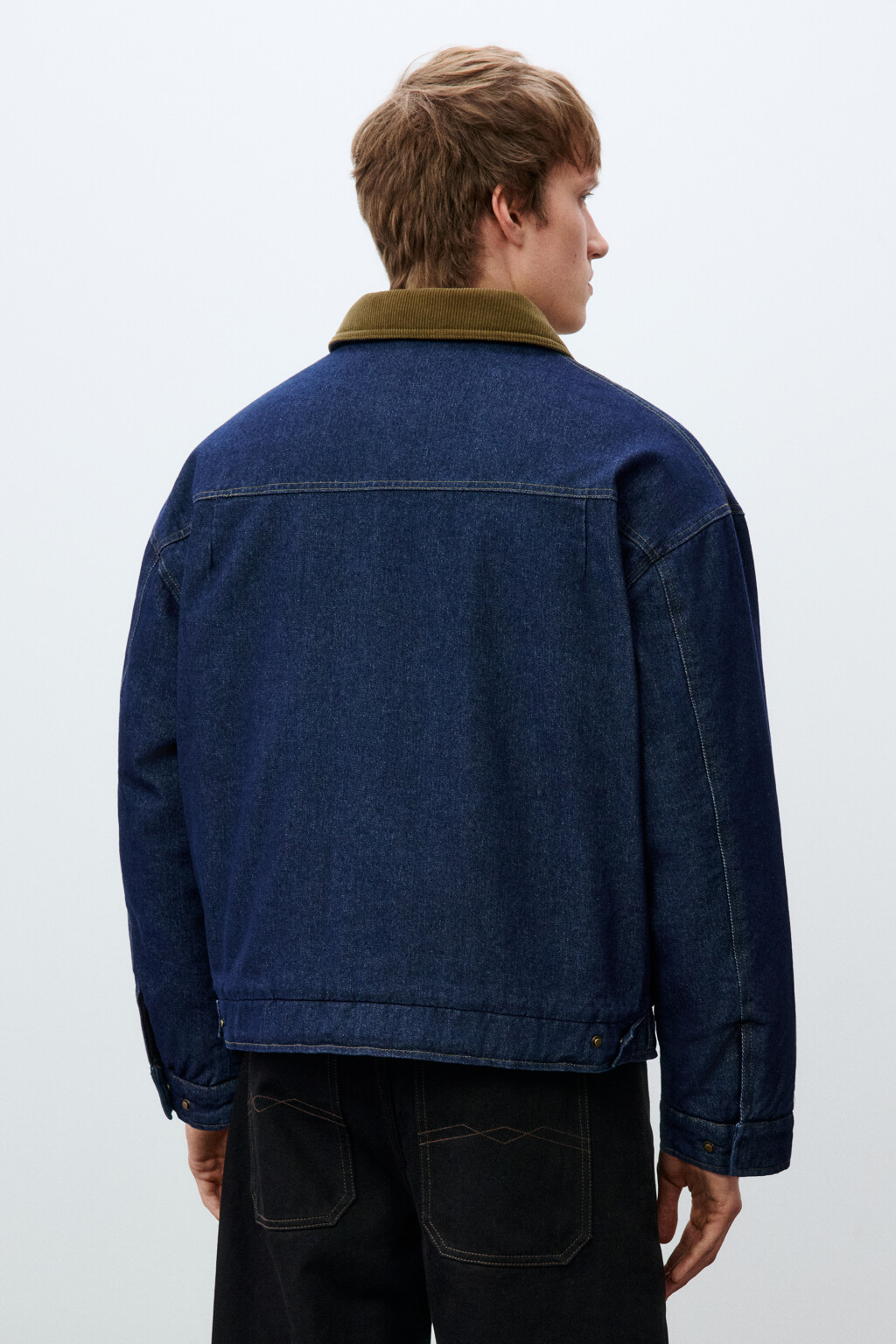 Куртка-бомбер джинсовая с отложным воротником - цвет синий - 3