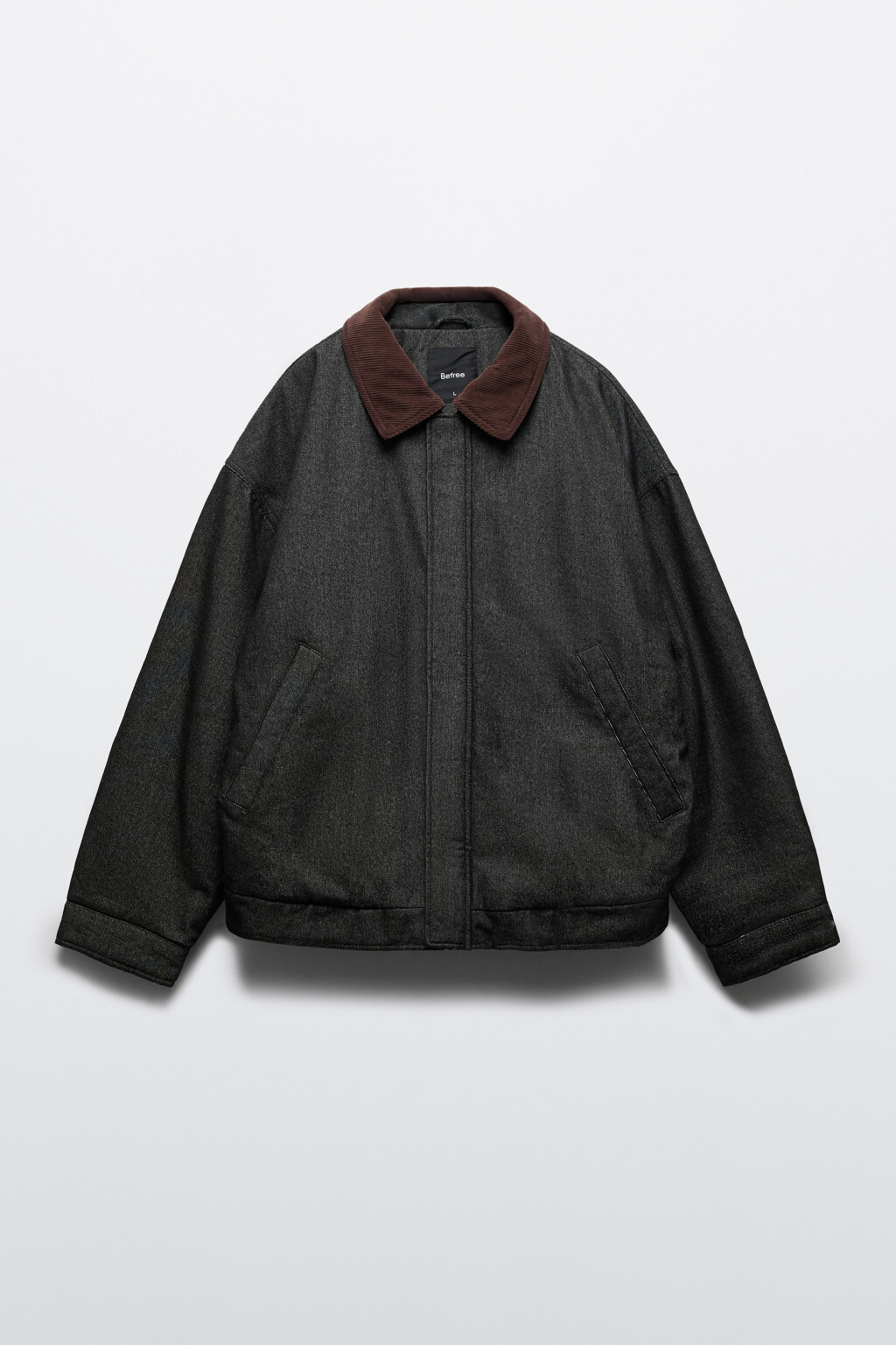 Куртка-бомбер джинсовая с отложным воротником - цвет черный - 10