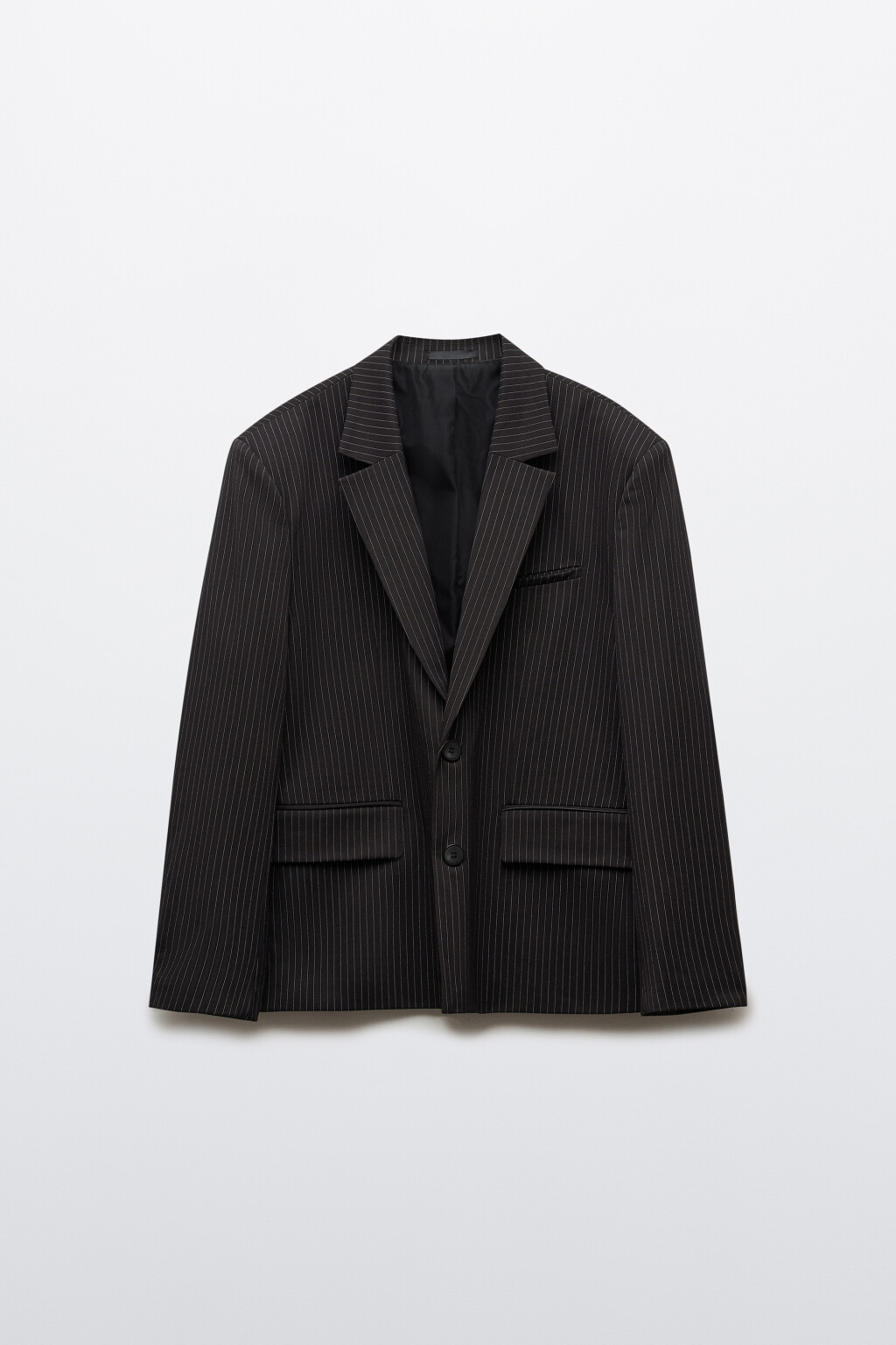 Пиджак прямой из костюмной ткани в полоску - цвет черный - 8