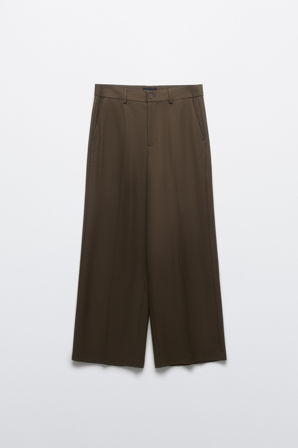 Брюки широкие со стрелками - цвет зеленый - 1