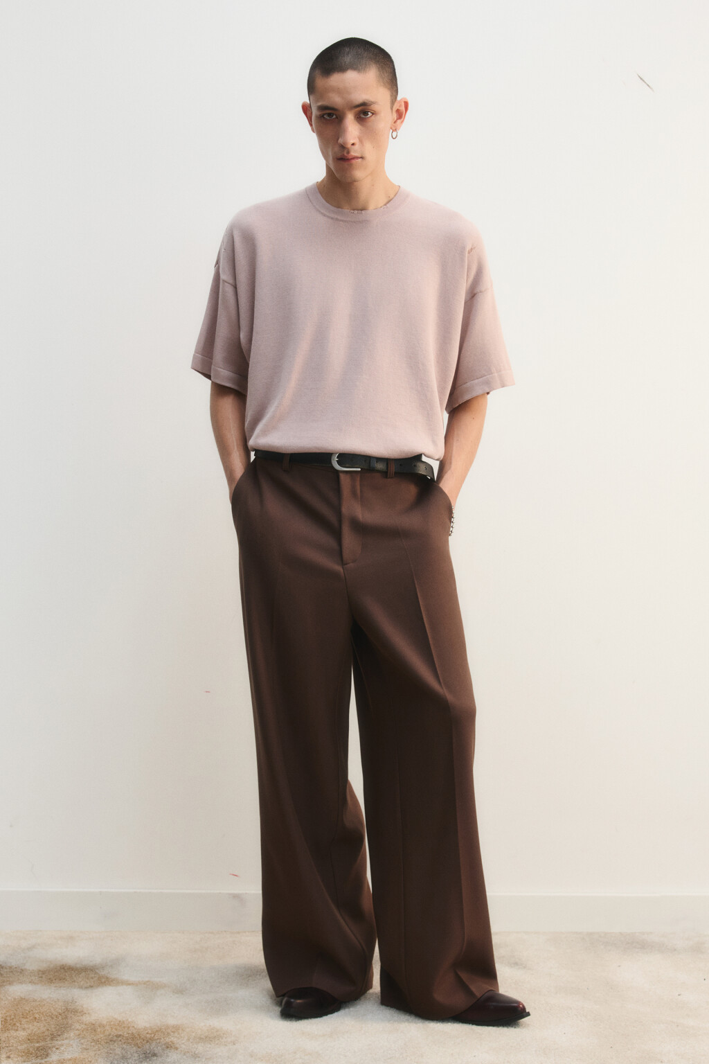 Брюки широкие со стрелками - цвет коричневый - 4