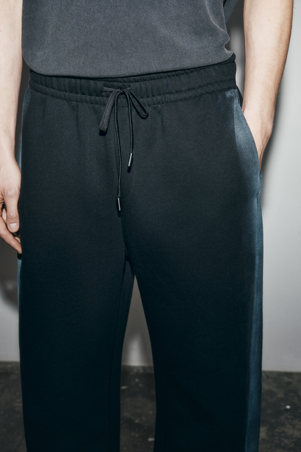 Брюки из футера с вареным эффектом - цвет черный - 6