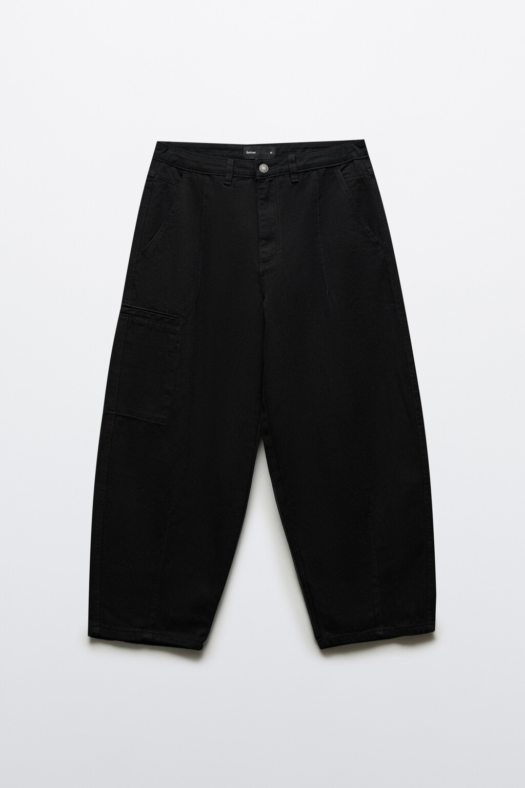 Брюки широкие с декоративными швами - цвет черный - 1