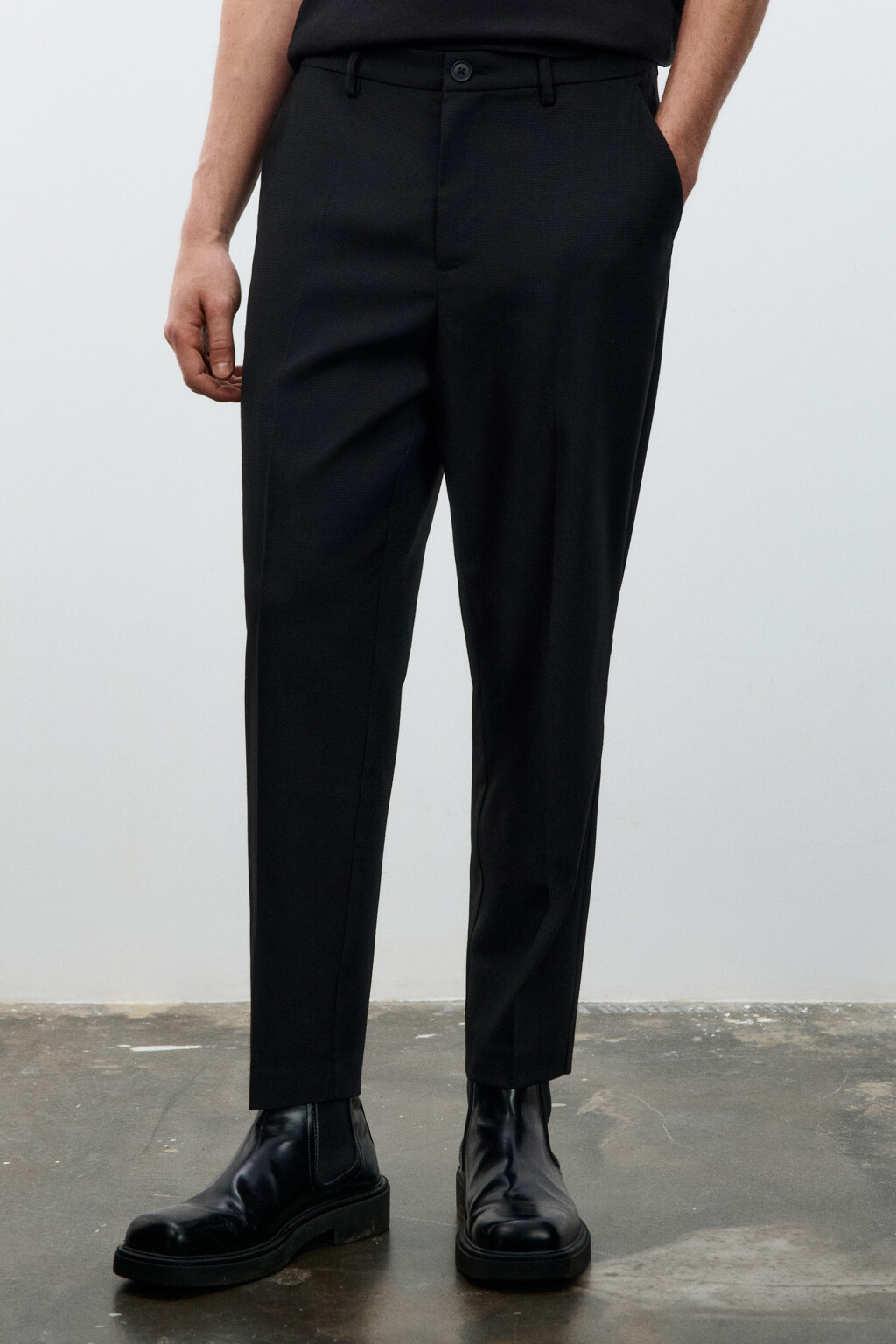 Брюки жаккардовые облегающие - цвет черный - 2