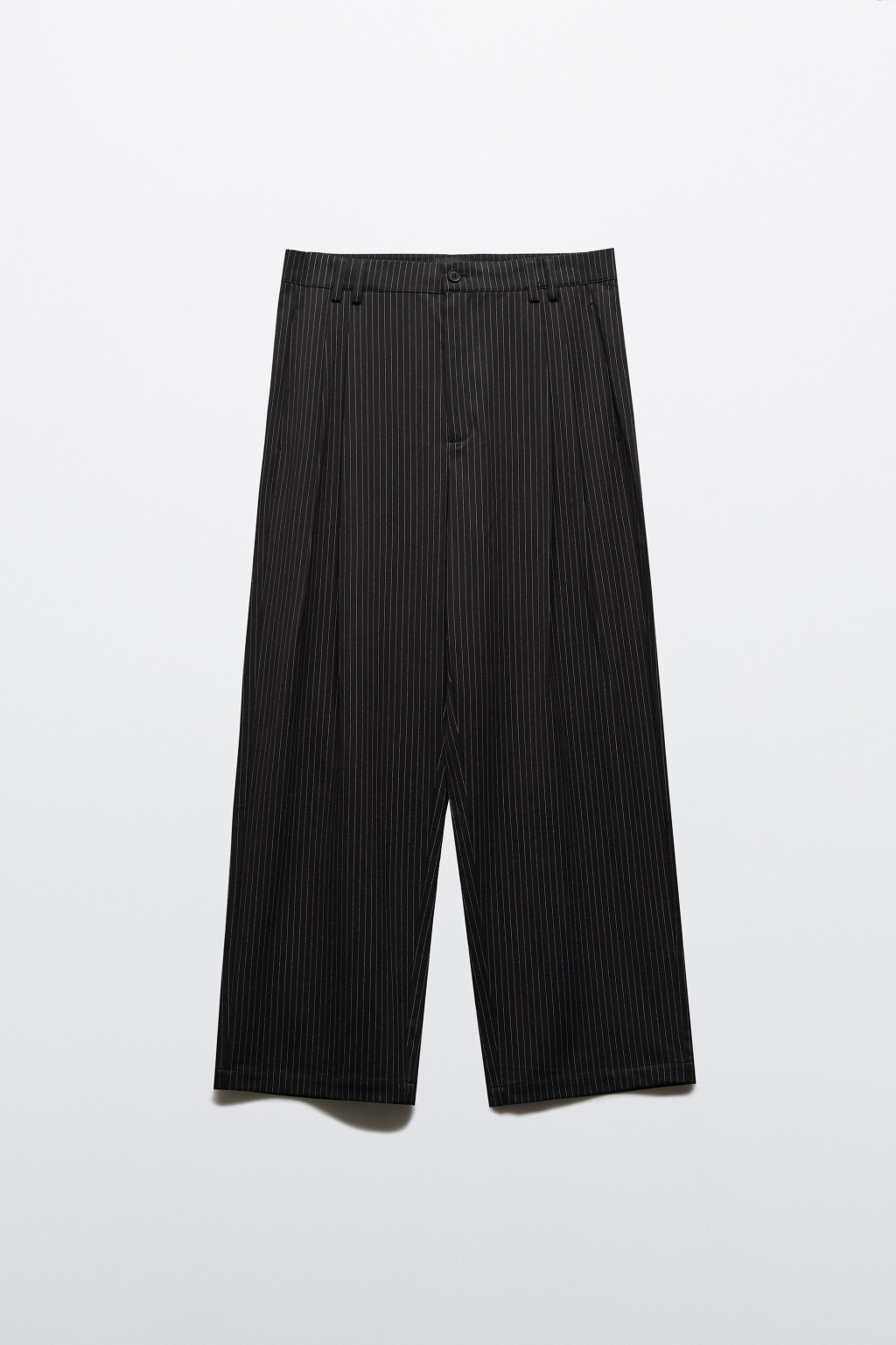 Брюки wide leg со средней посадкой в полоску - цвет черный - 8