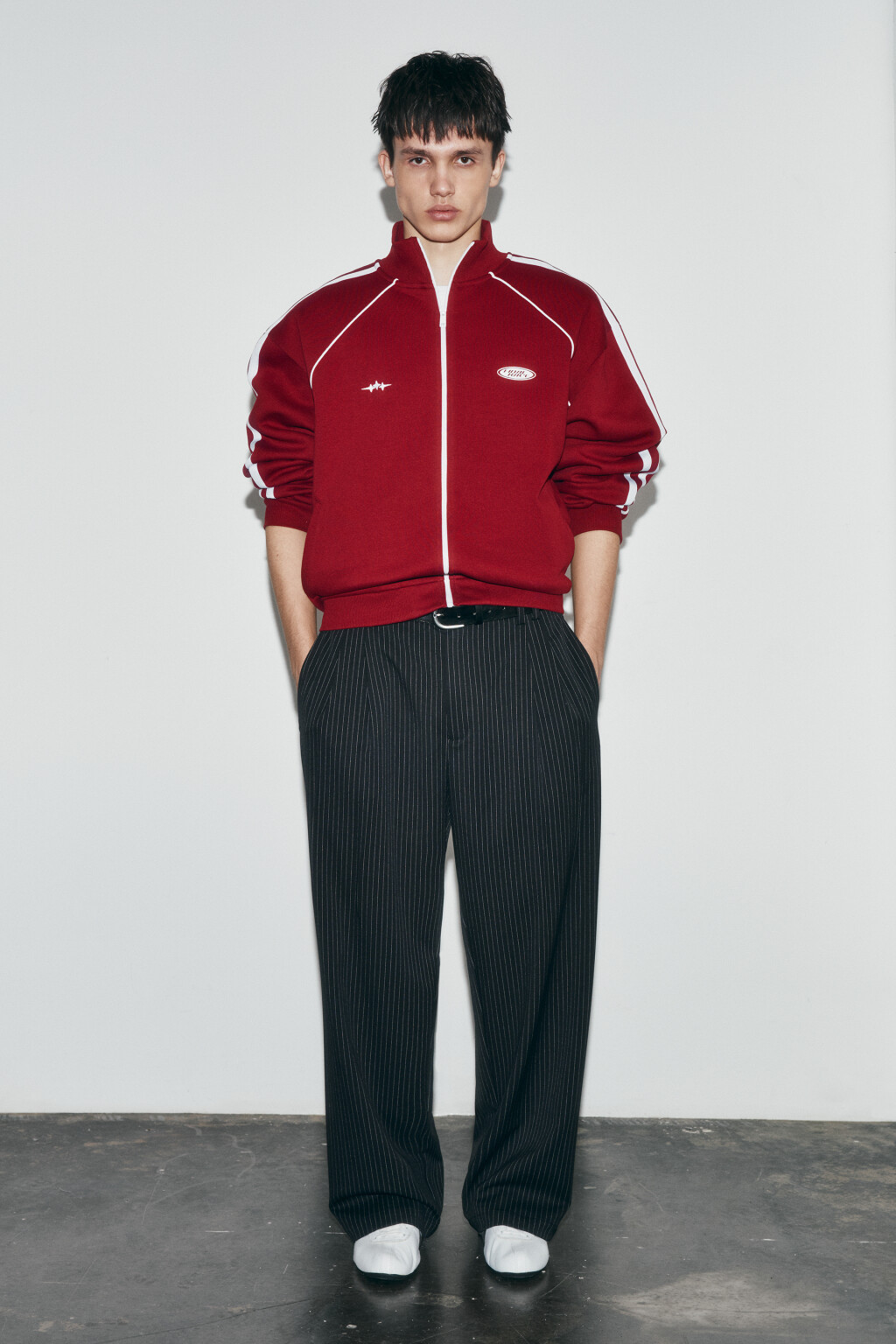 Брюки wide leg со средней посадкой в полоску - цвет черный - 5