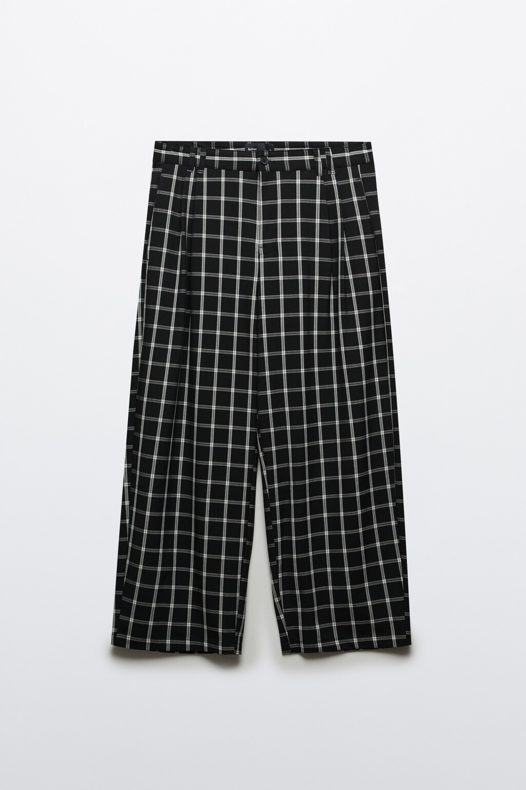 Брюки wide leg со средней посадкой в клетку - цвет черный - 7