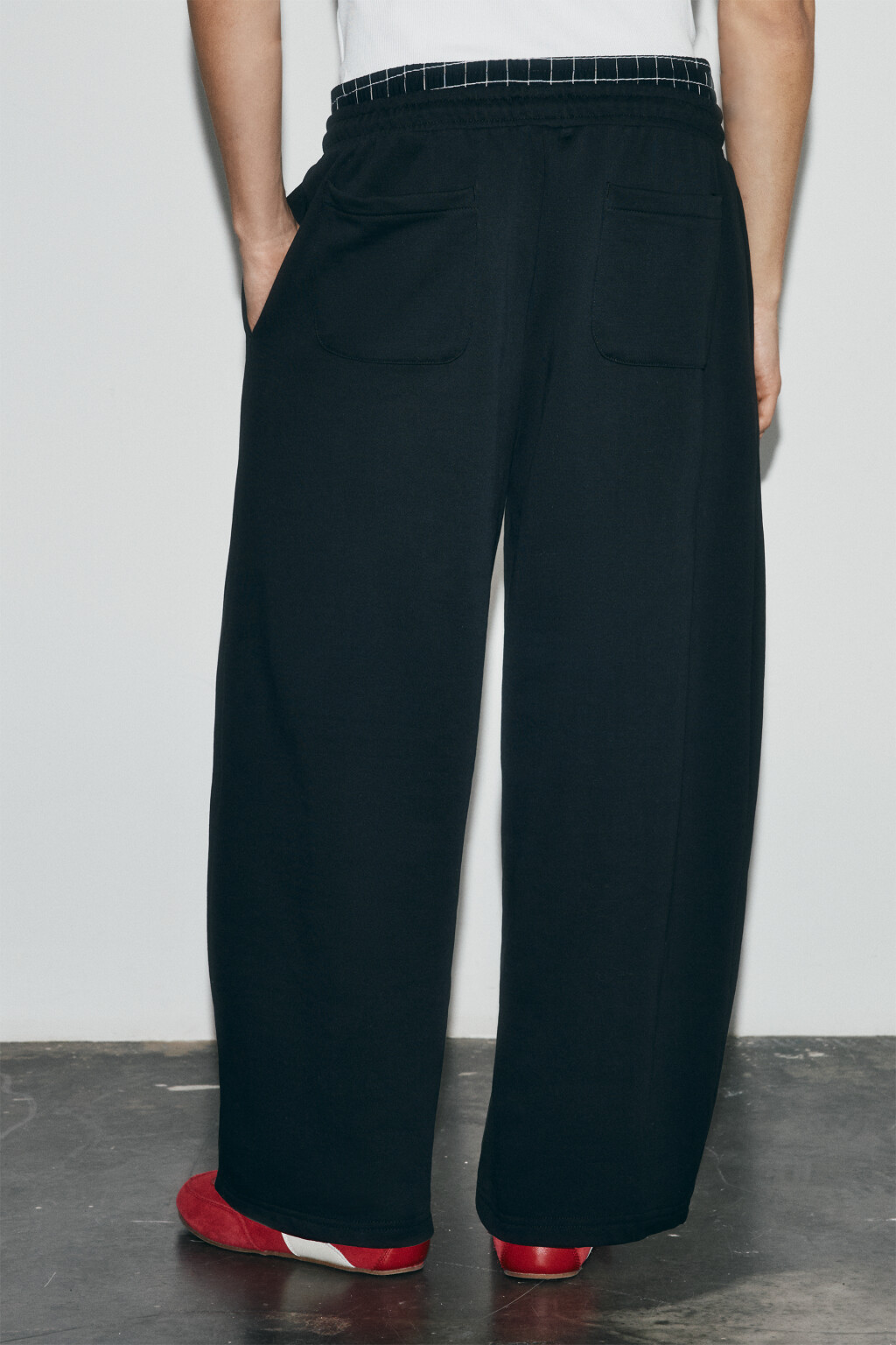 Брюки трикотажные с имитацией второго слоя - цвет черный - 4