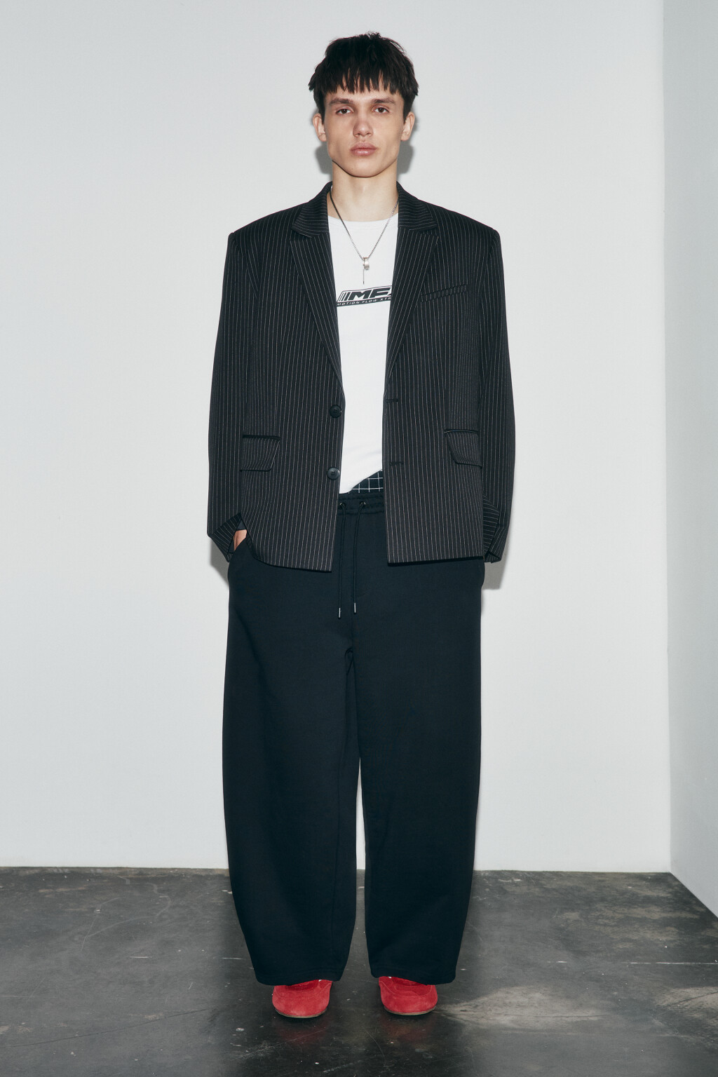 Брюки трикотажные с имитацией второго слоя - цвет черный - 5