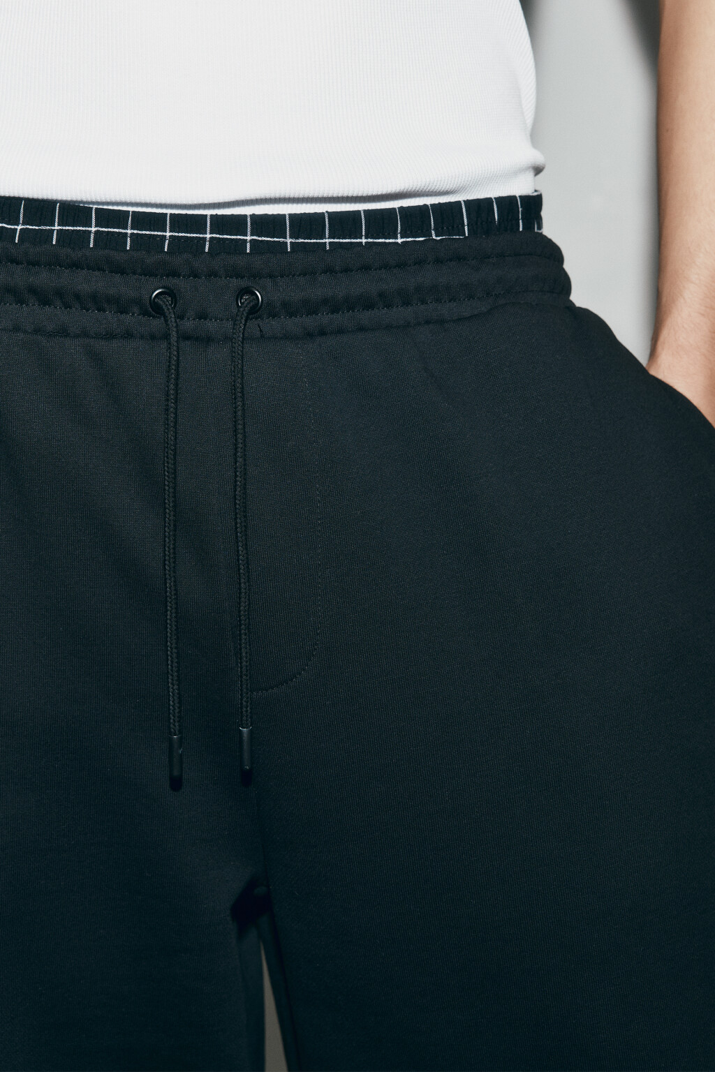 Брюки трикотажные с имитацией второго слоя - цвет черный - 6