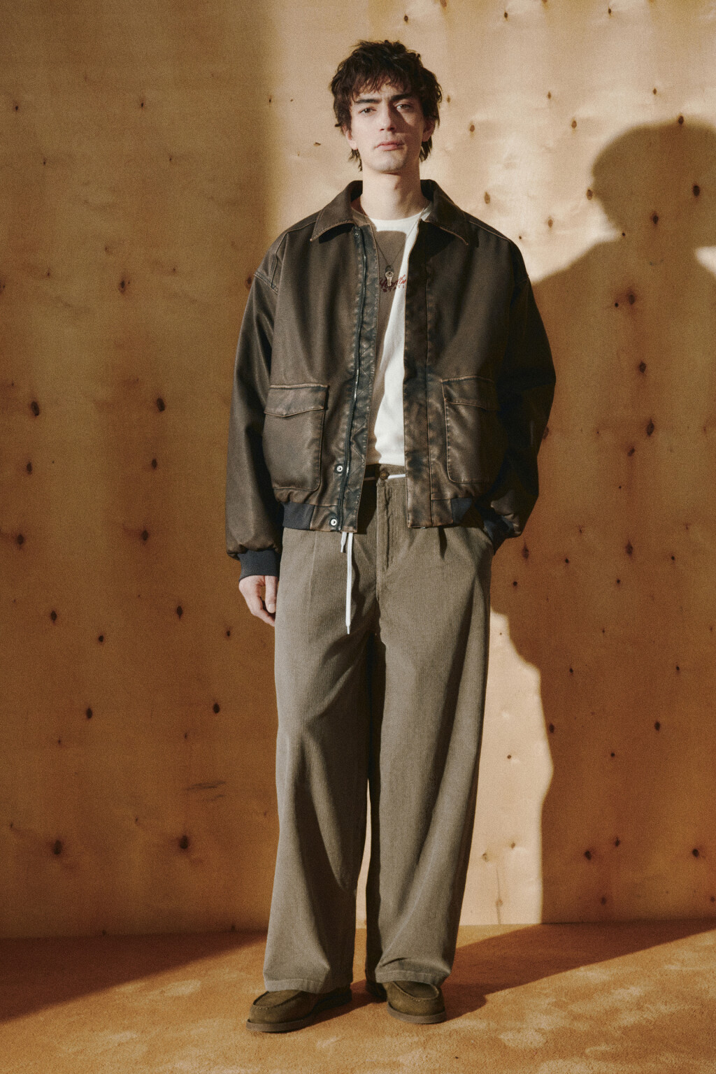 Брюки barrel fit вельветовые с узором - цвет зеленый - 4