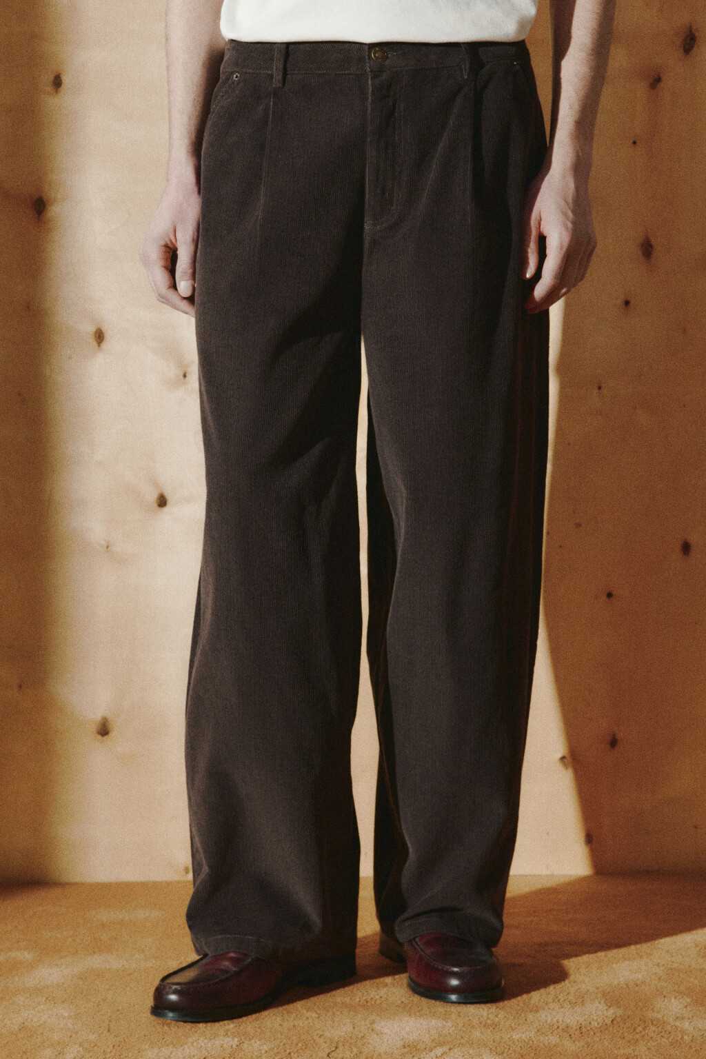 Брюки barrel fit вельветовые с узором - цвет коричневый - 2