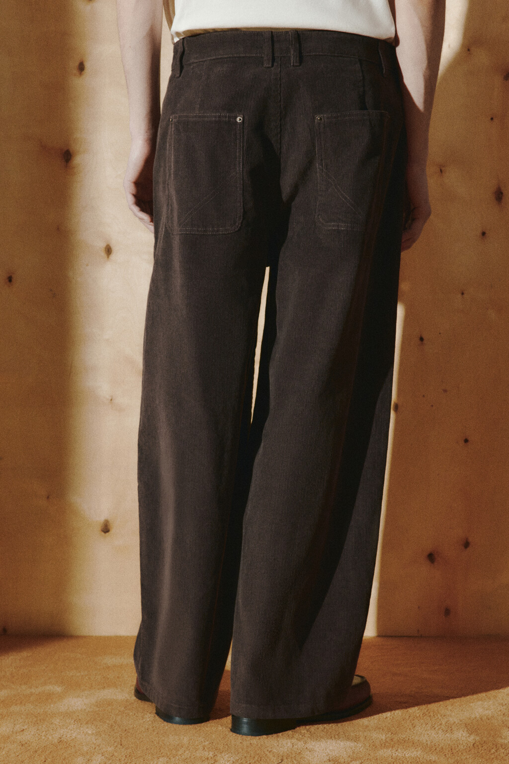 Брюки barrel fit вельветовые с узором - цвет коричневый - 3