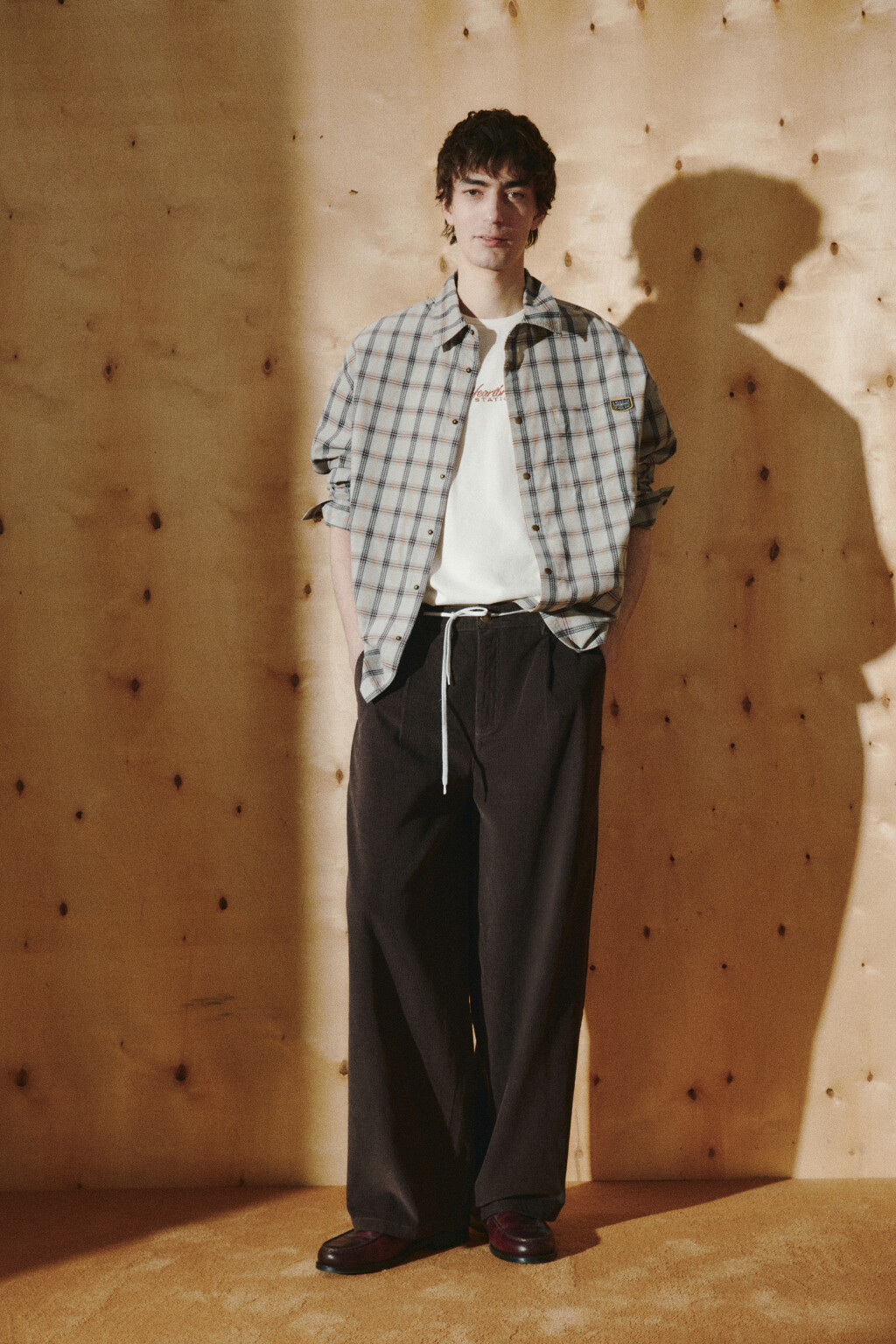 Брюки barrel fit вельветовые с узором - цвет коричневый - 4