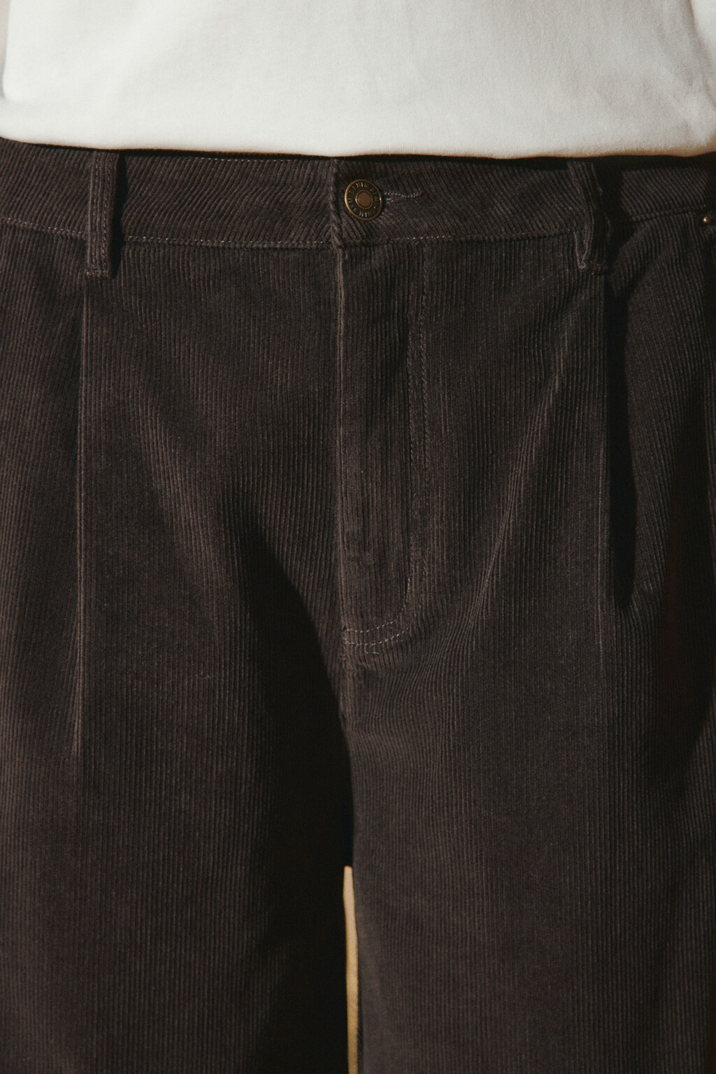 Брюки barrel fit вельветовые с узором - цвет коричневый - 5