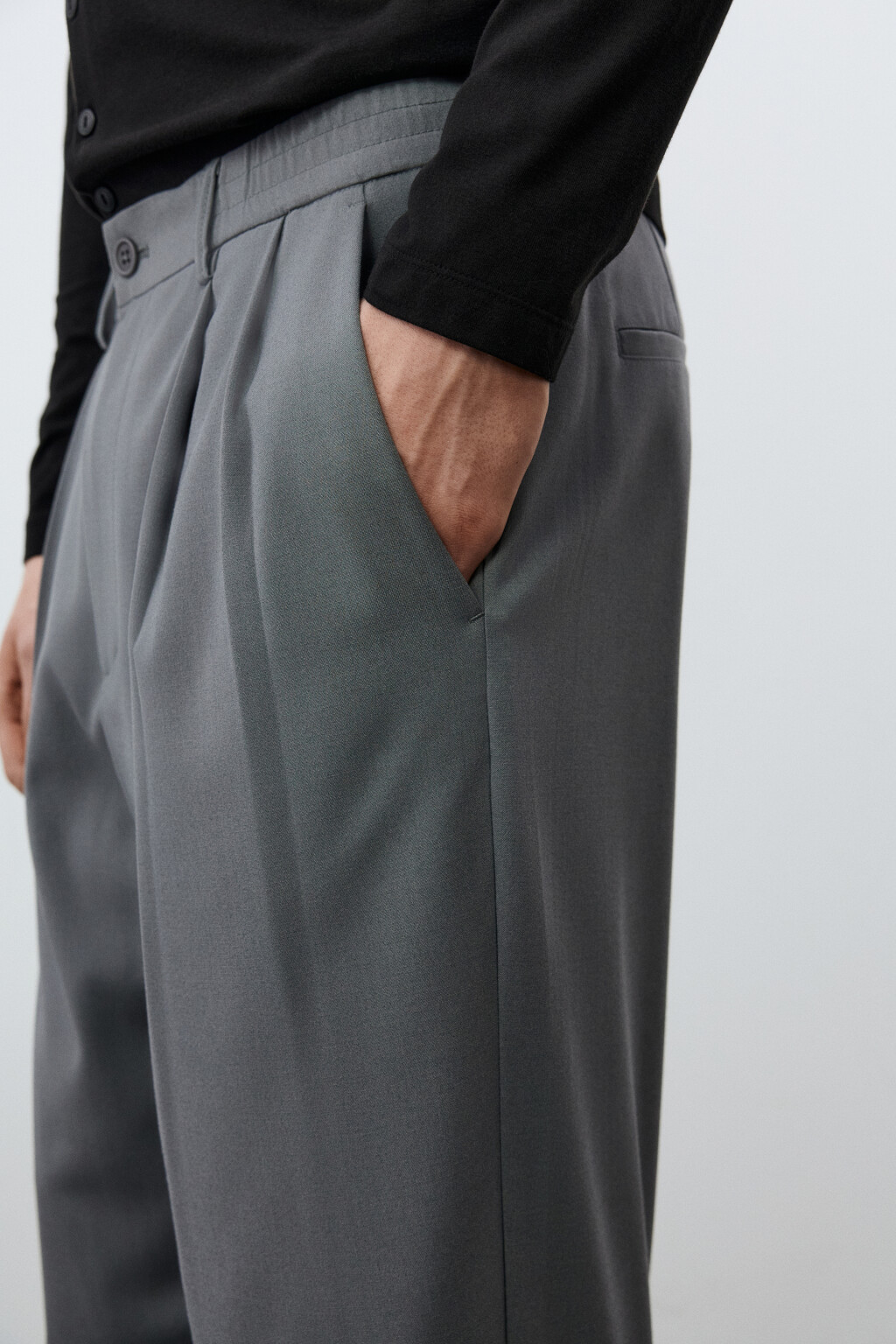 Брюки прямые из костюмной ткани - цвет серый - 6