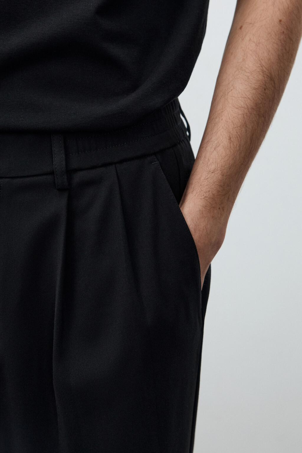 Брюки прямые из костюмной ткани - цвет черный - 6