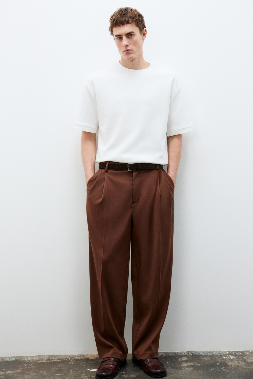 Брюки wide leg костюмные - цвет коричневый - 1