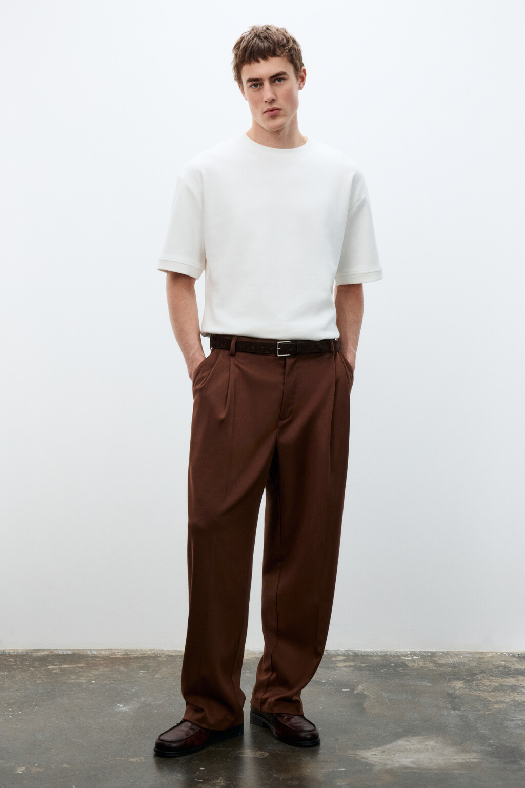 Брюки wide leg костюмные - цвет коричневый - 4