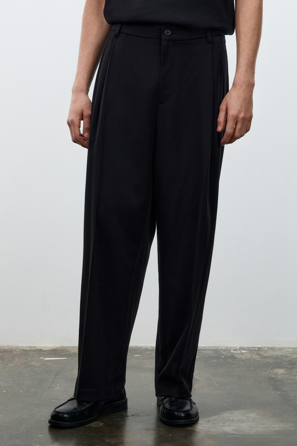 Брюки wide leg костюмные - цвет черный - 2