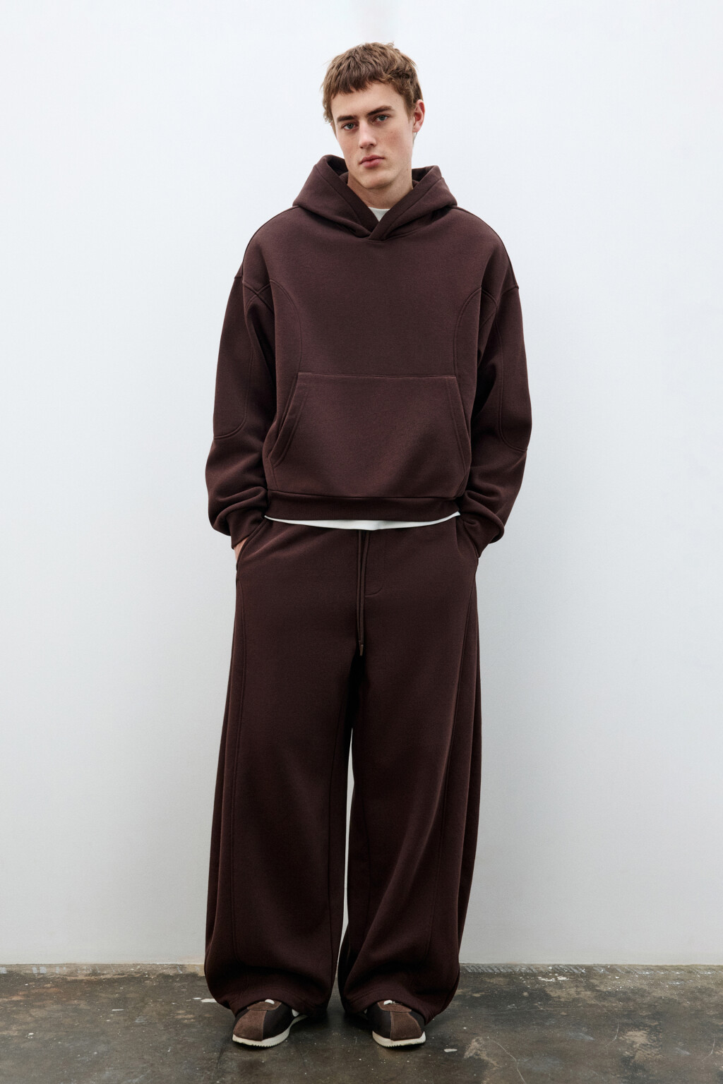 Брюки-джоггеры утепленные - цвет коричневый - 1