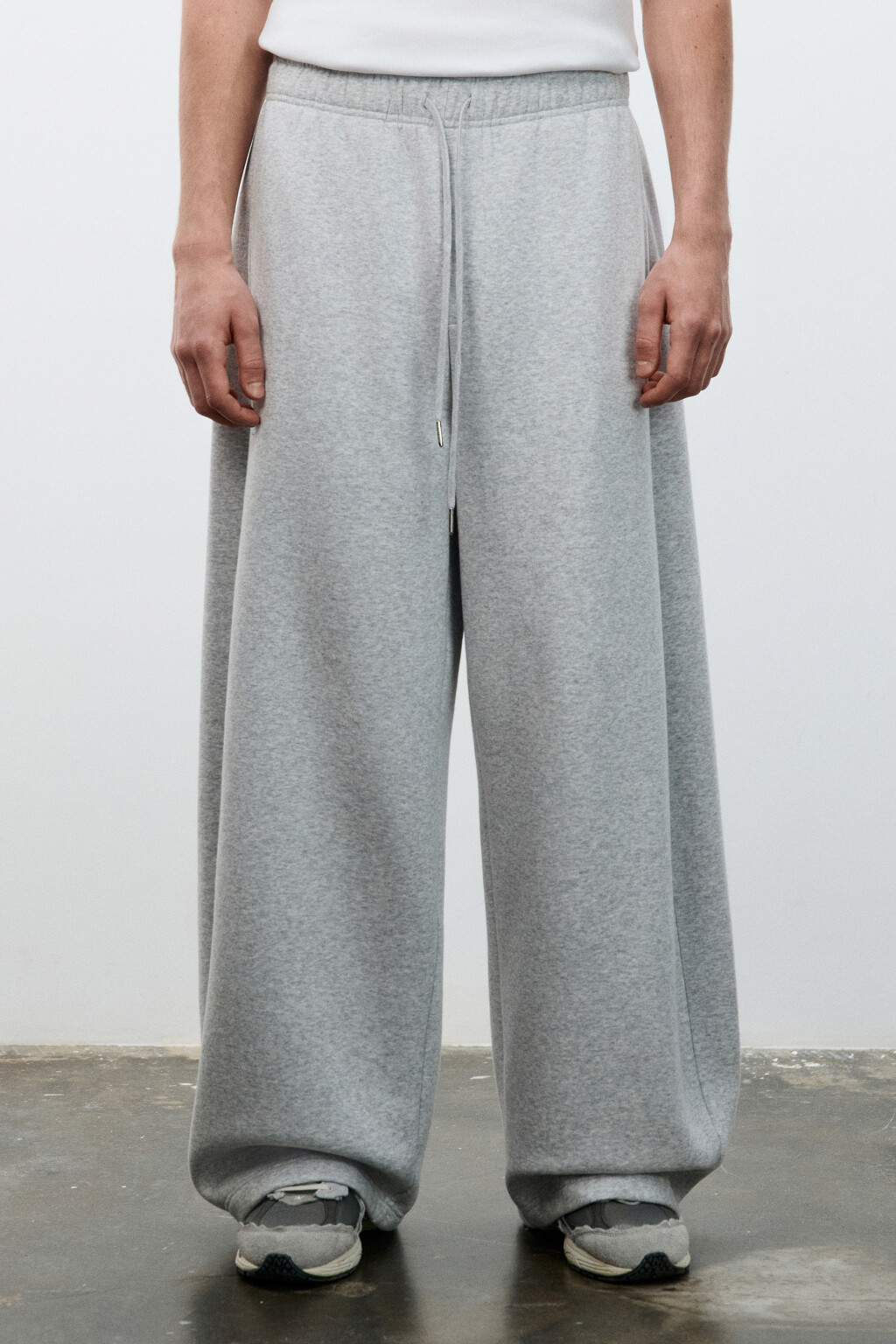 Брюки широкие трикотажные - цвет серый - 3