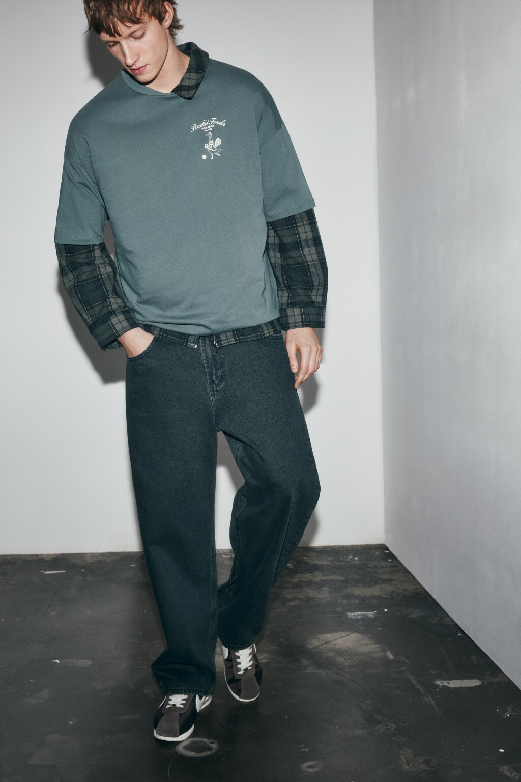 Джинсы straight fit со средней посадкой - цвет серый - 1