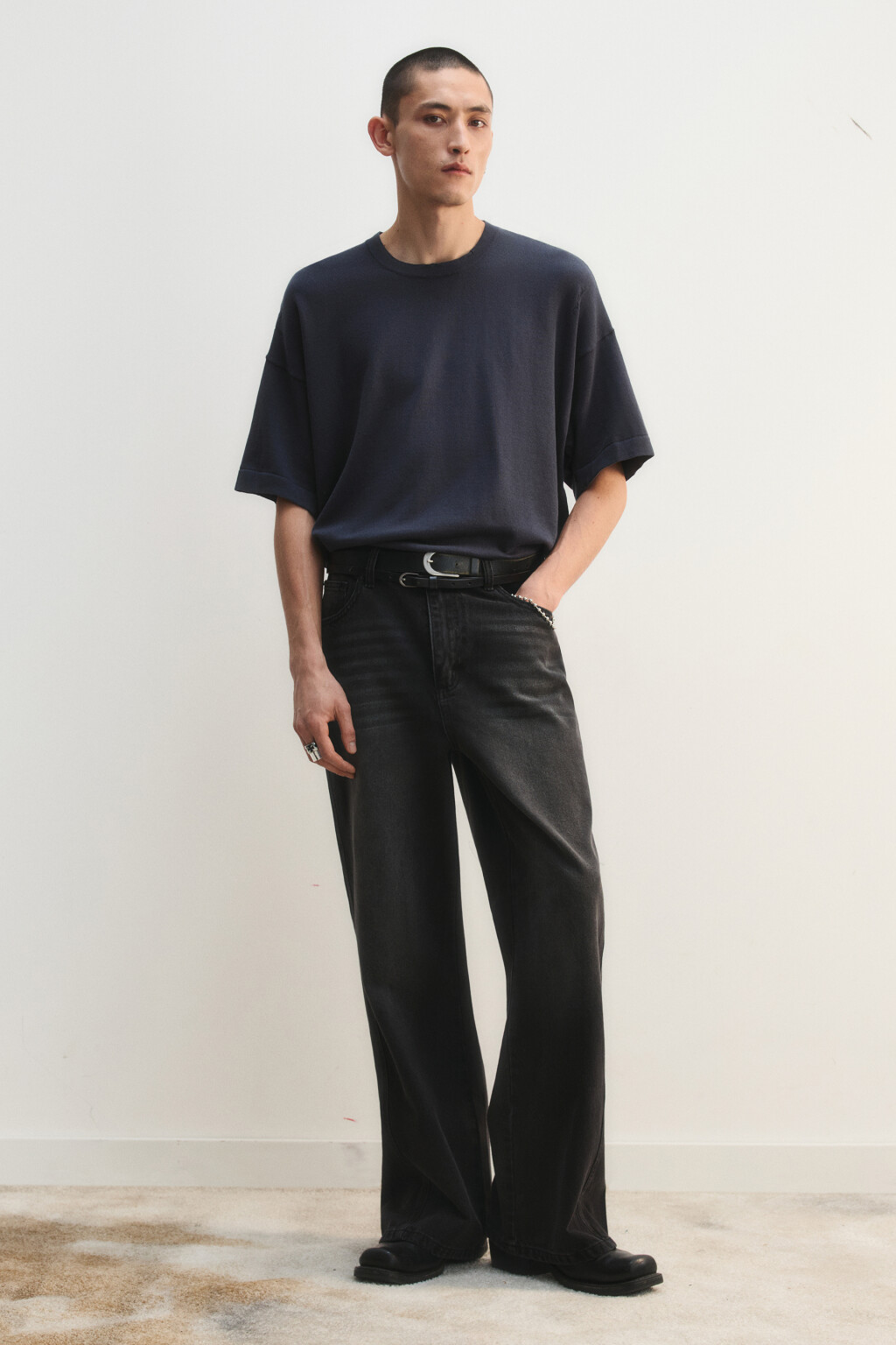 Джинсы клеш с декоративными швами - цвет серый - 4