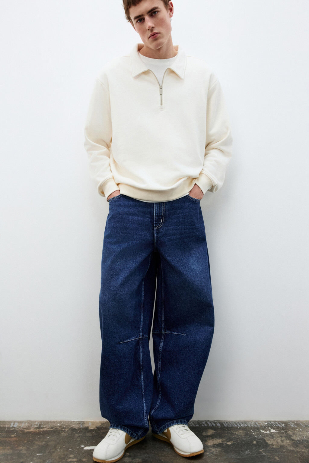 Джинсы barrel fit со средней посадкой укороченные - цвет голубой - 1