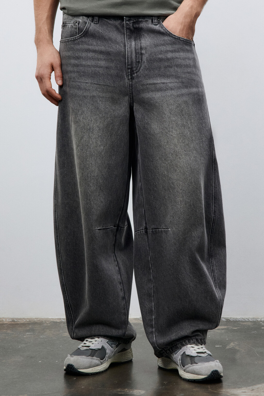 Джинсы barrel fit со средней посадкой - цвет серый - 2